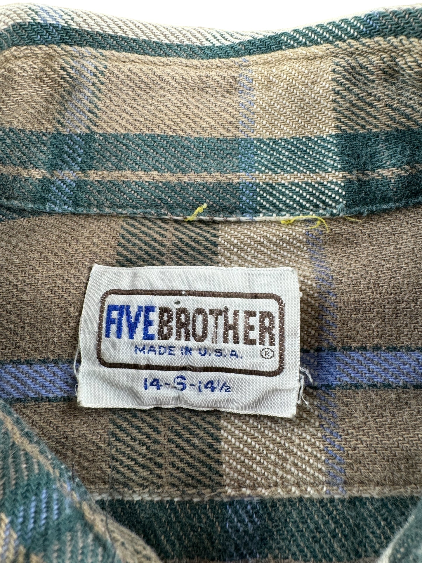 Tag on Vintage 5 Brother Cotton Flannel SZ S