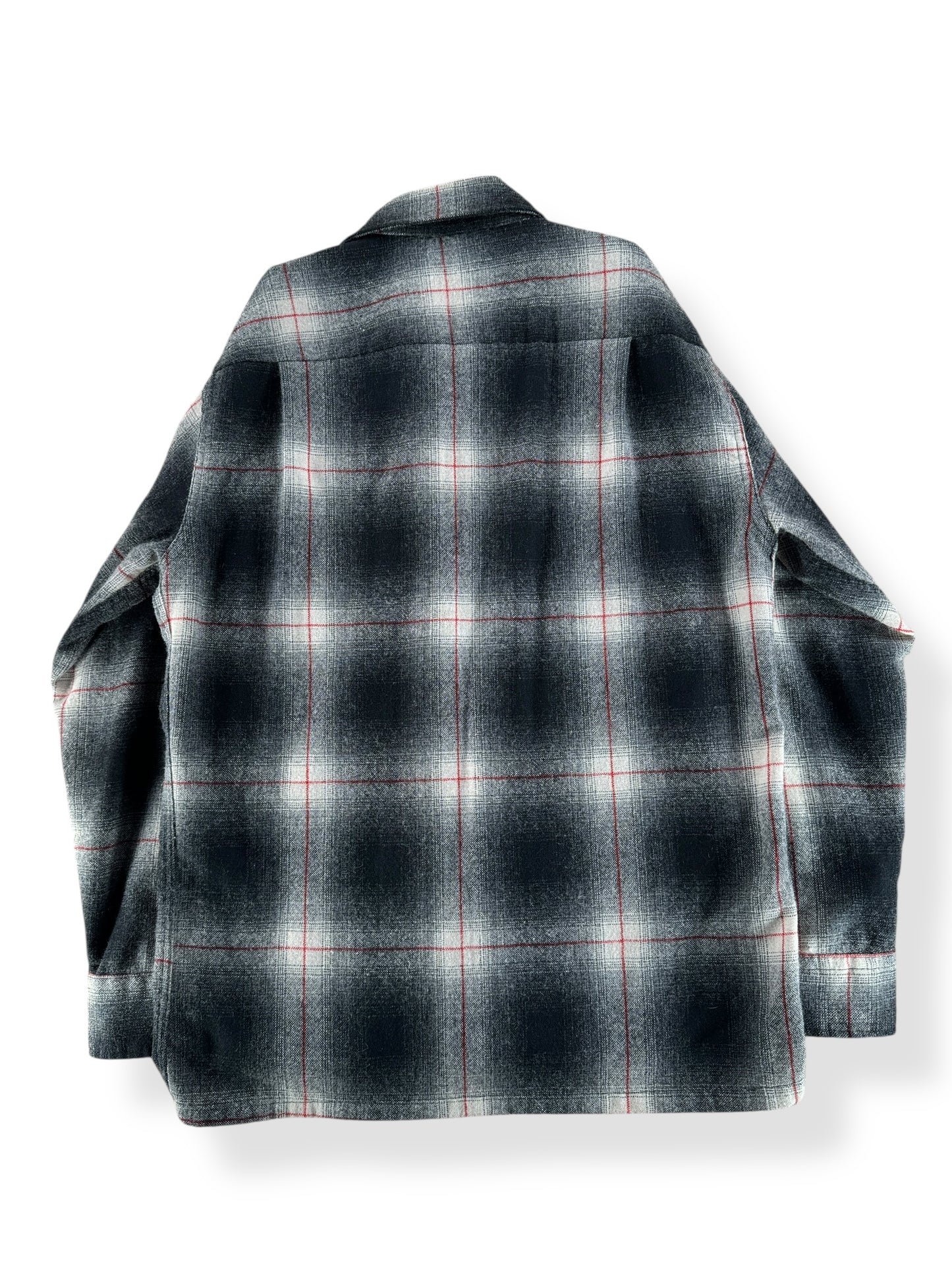 Back of Vintage Penney's Wool Blend Shadow Plaid Flannel SZ M