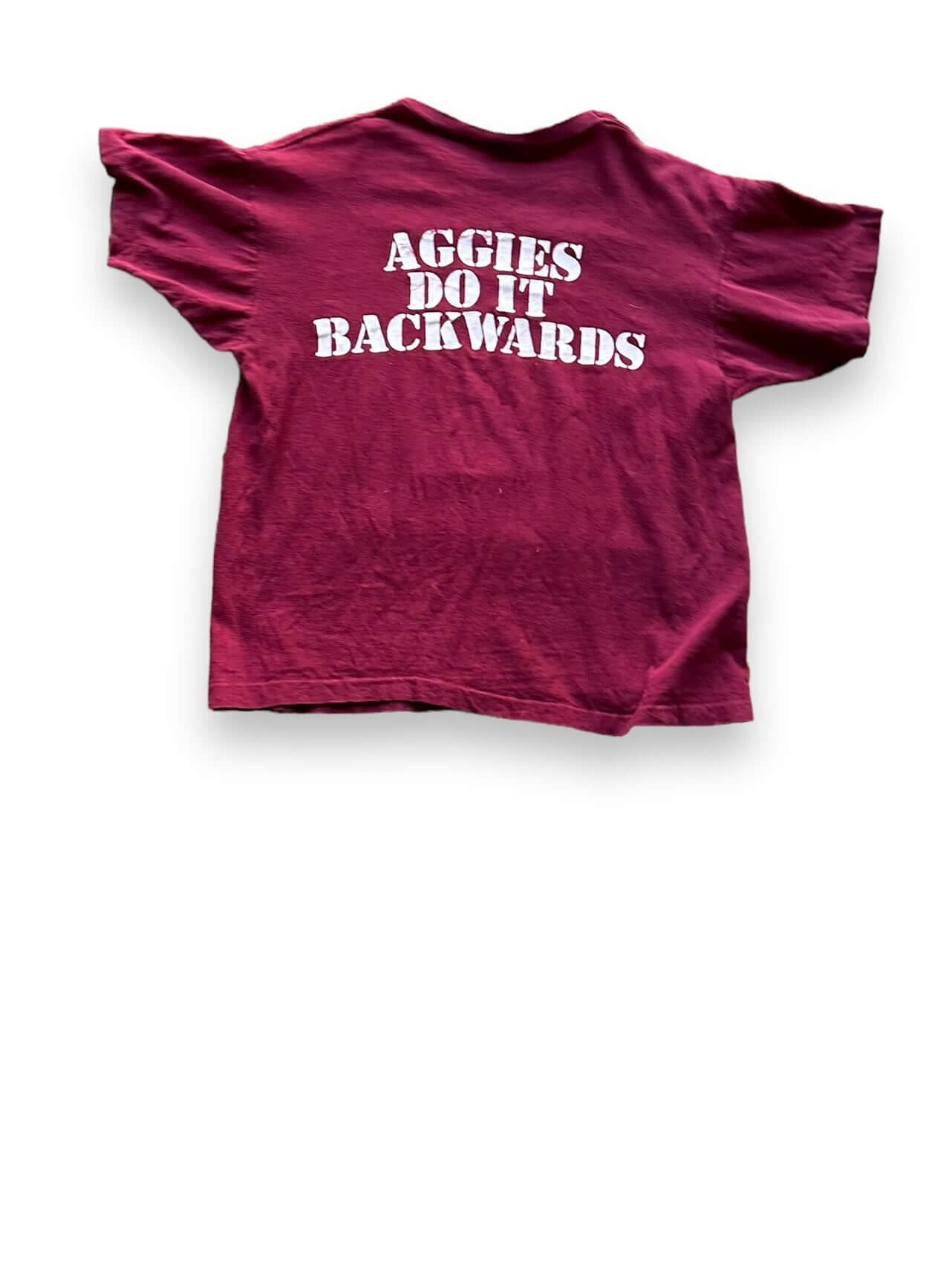 Rear View of Vintage Aggies Do It Backwards Champion Blue Bar Tee SZ L | Vintage Texas A & M Tee Seattle | Barn Owl Vintage