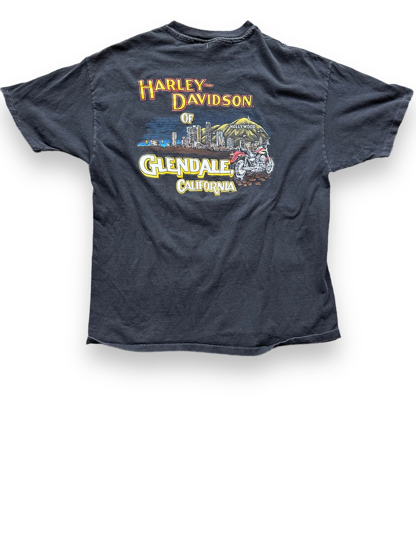 Rear View of Vintage Harley Davidson of Glendale Harley Tee SZ XL | Vintage Harley Tee Seattle | Barn Owl Vintage Seattle