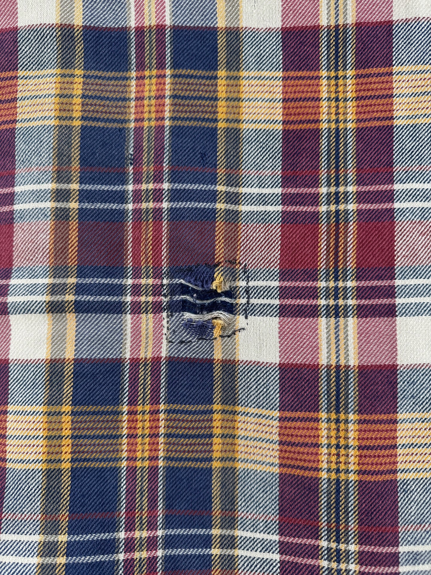 Repair on back of Vintage Thrashed 80's JC Penney Flannel SZ M