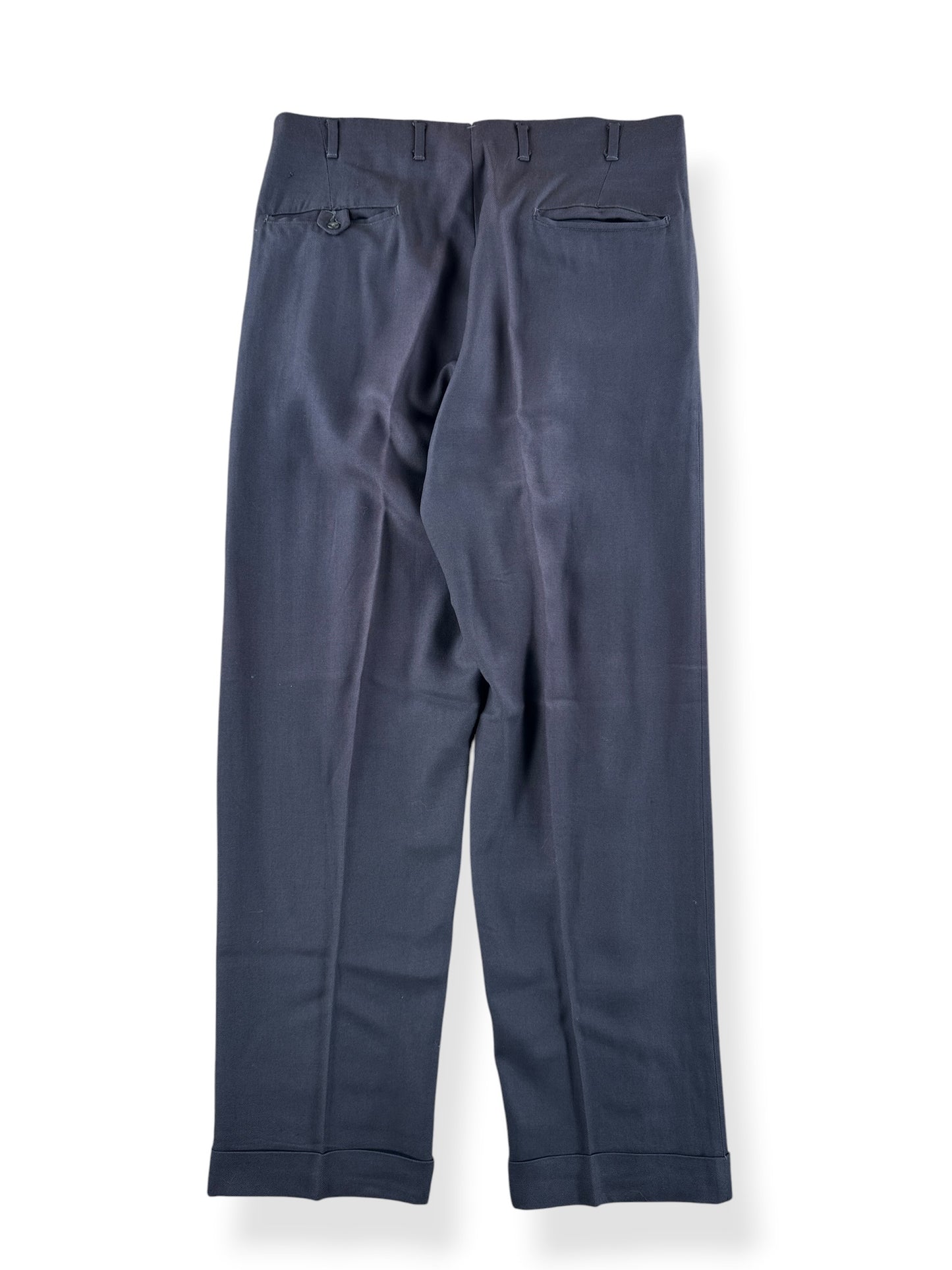 Back of Vintage Grey Rayon Drop Loop Trousers W34