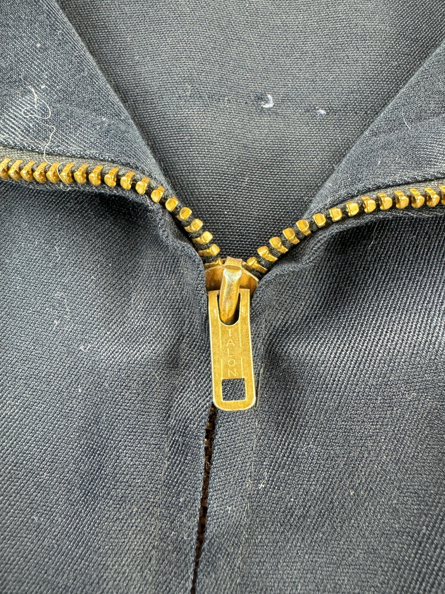 Zipper on Vintage Terry Gabardine Gas Station Jacket SZ 42