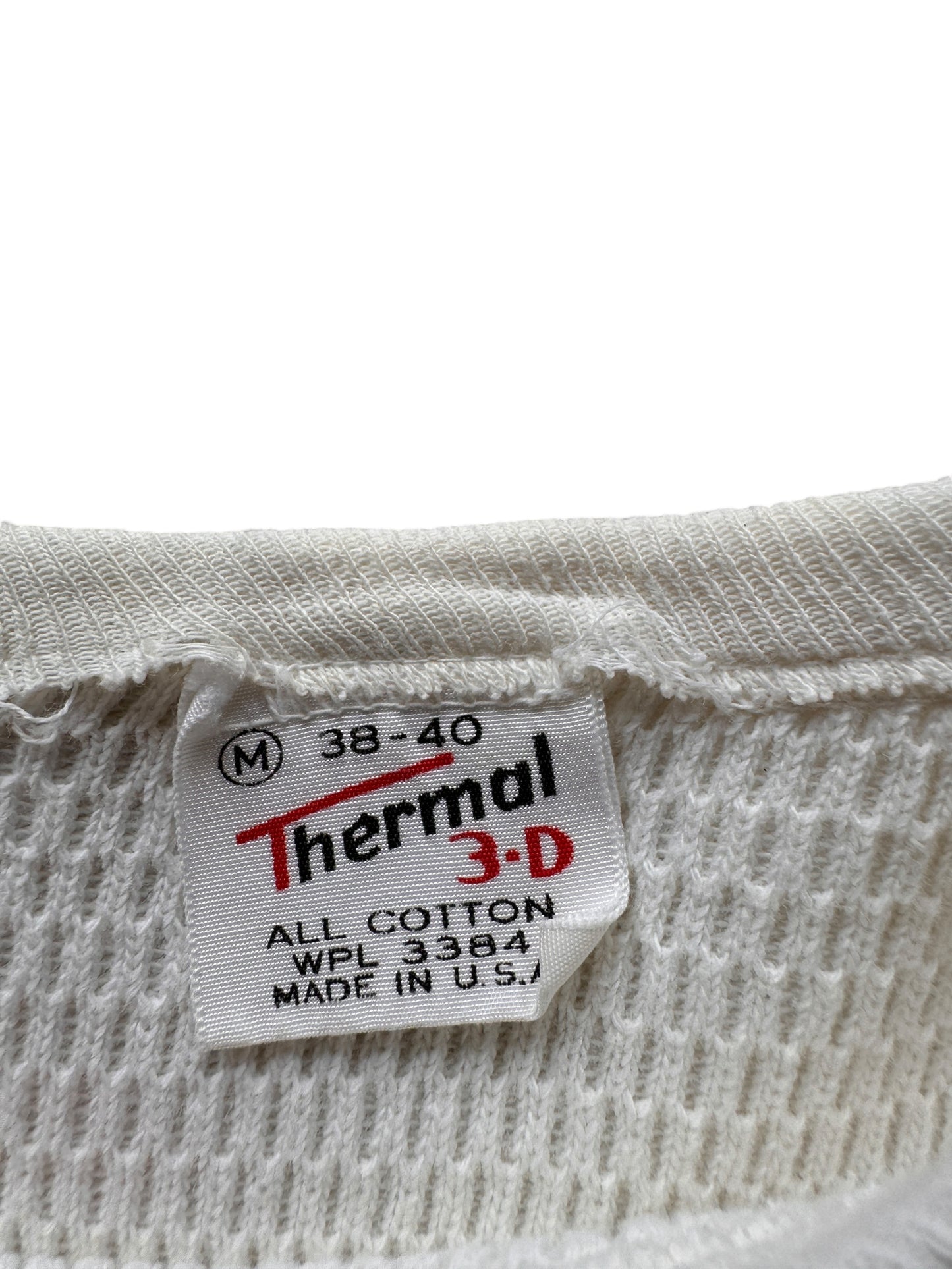 Tag on Vintage Thermal 3-D 100% Cotton Thermal Top SZ M
