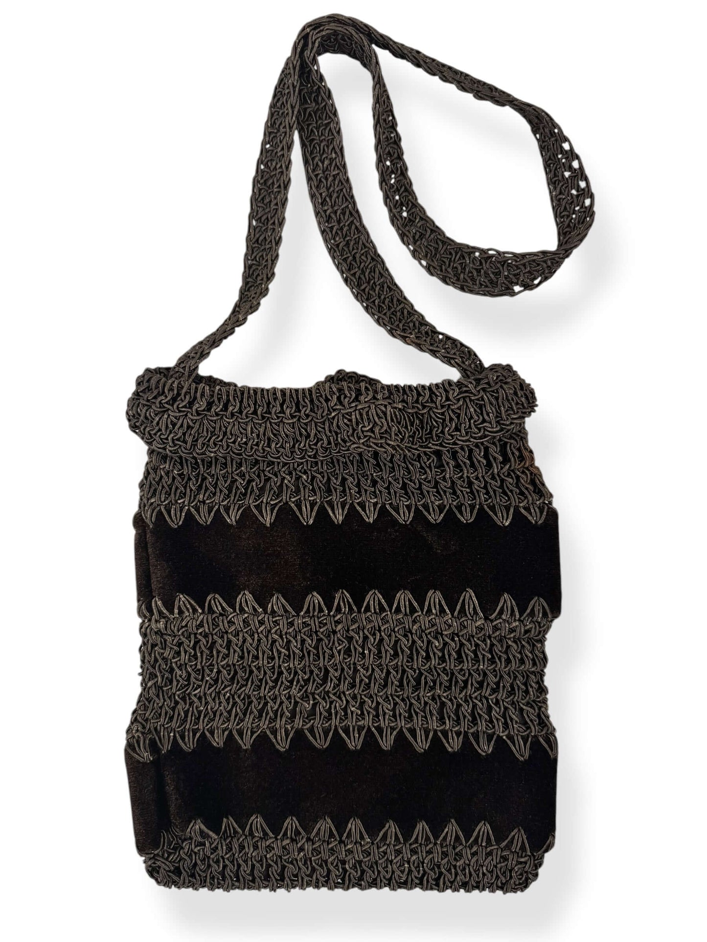 Side 1 of 1940s Brown Walborg Velvet and Cording Purse