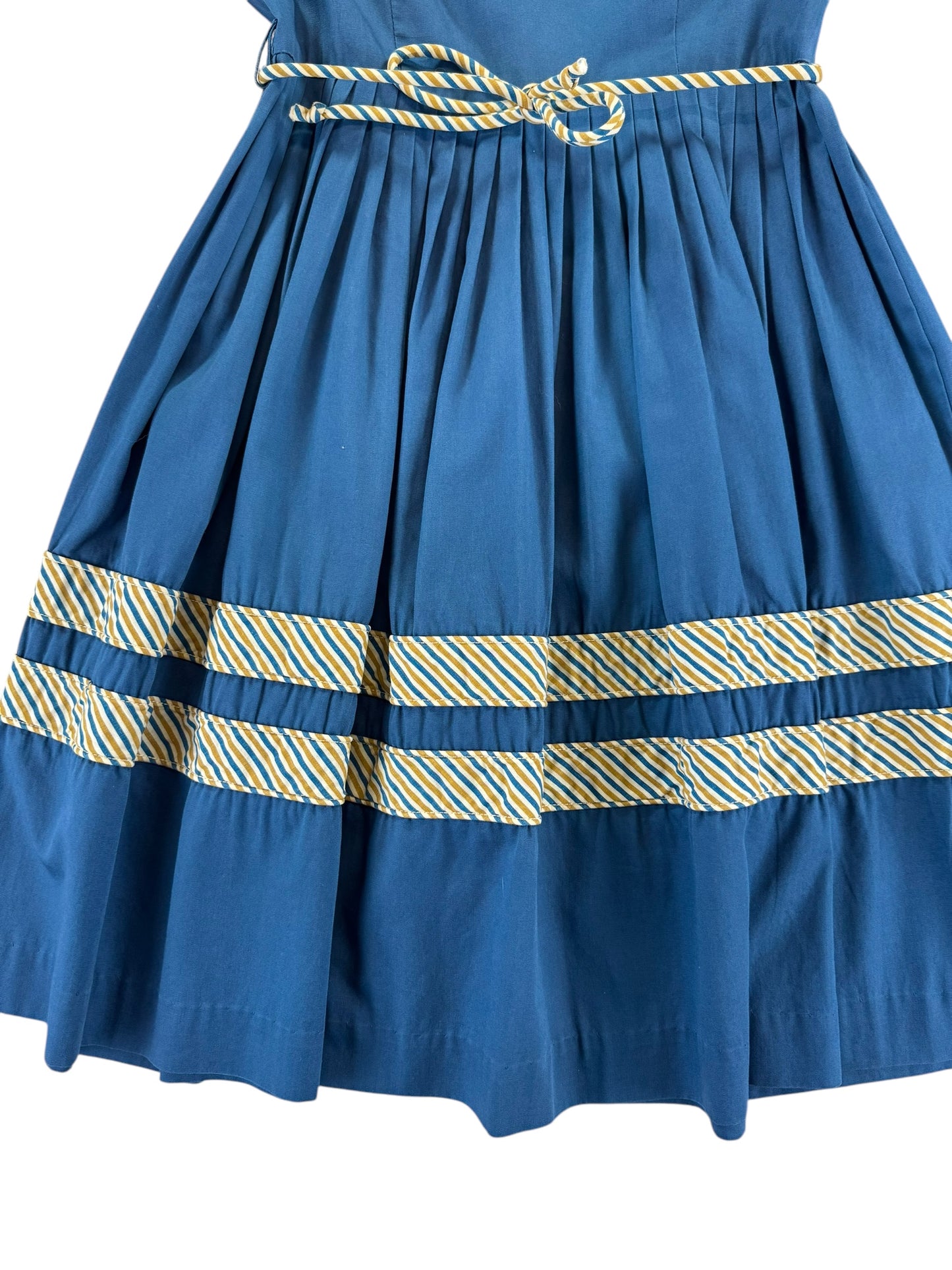 Front skirt view of 1950s Blue Cotton Dress M