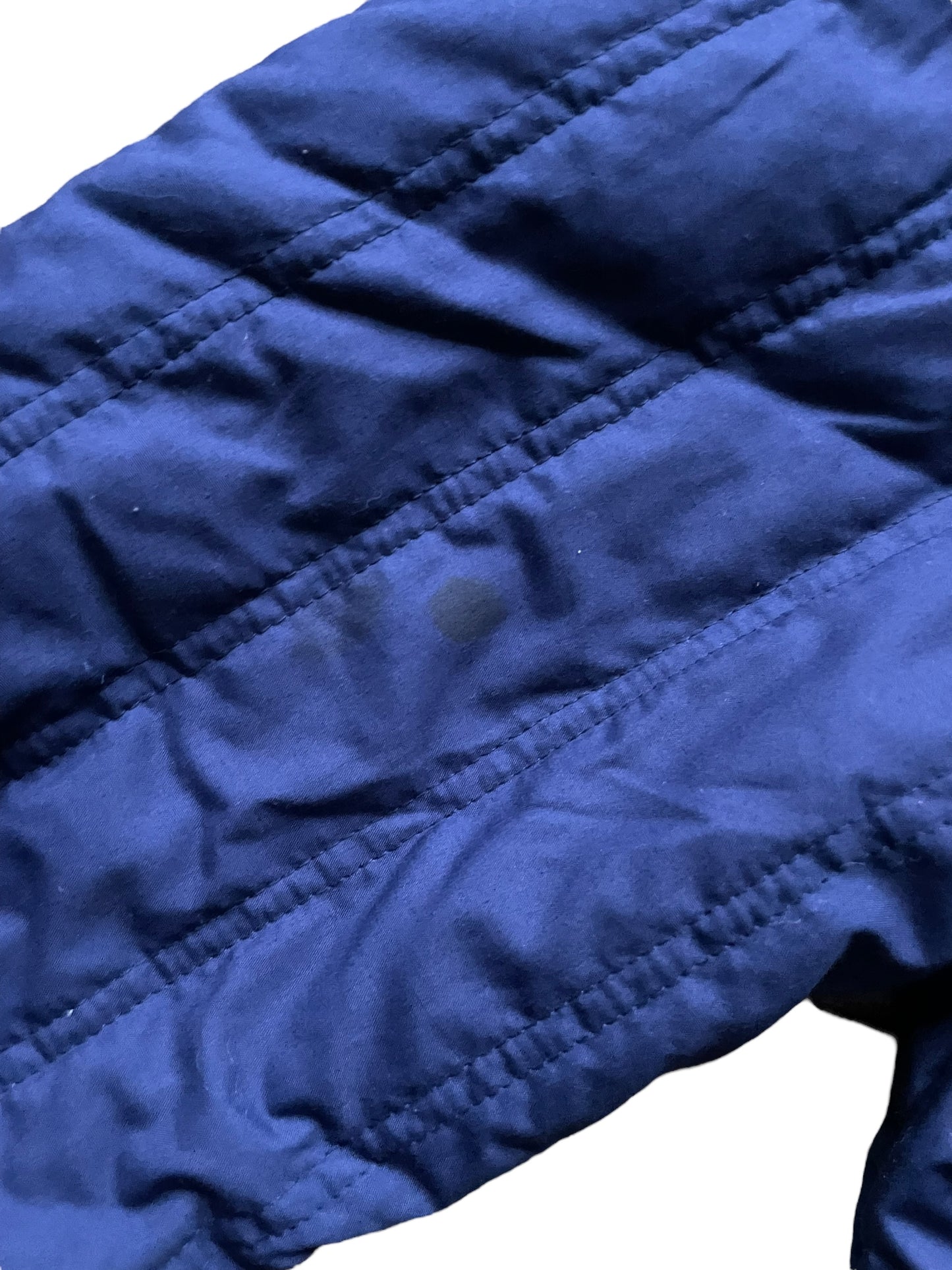 Sopts on sleeve of Quilted Reversible Cheongsam Style Jacket SZ L-XL | Seattle Vintage Jackets | Barn Owl Vintage