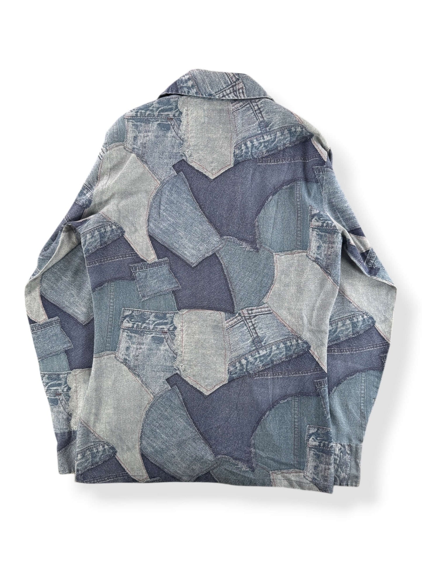 Back of Vintage Wrangler Printed Denim Shirt SZ S