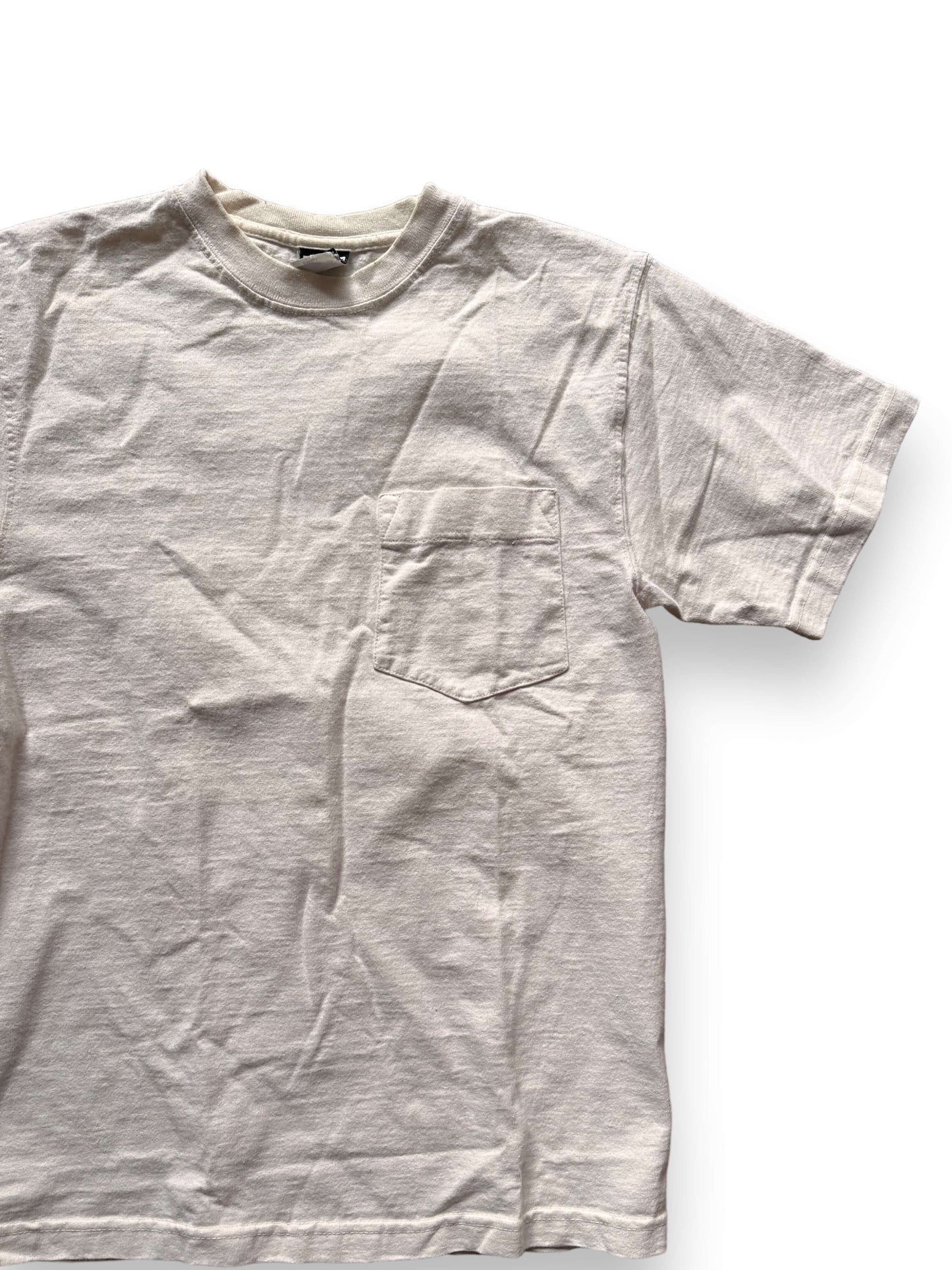 Front Left View of White Filson Loopwheel Heavyweight Cotton Pocket Tee SZ S | Barn Owl Vintage Goods | Vintage Filson Workwear Seattle