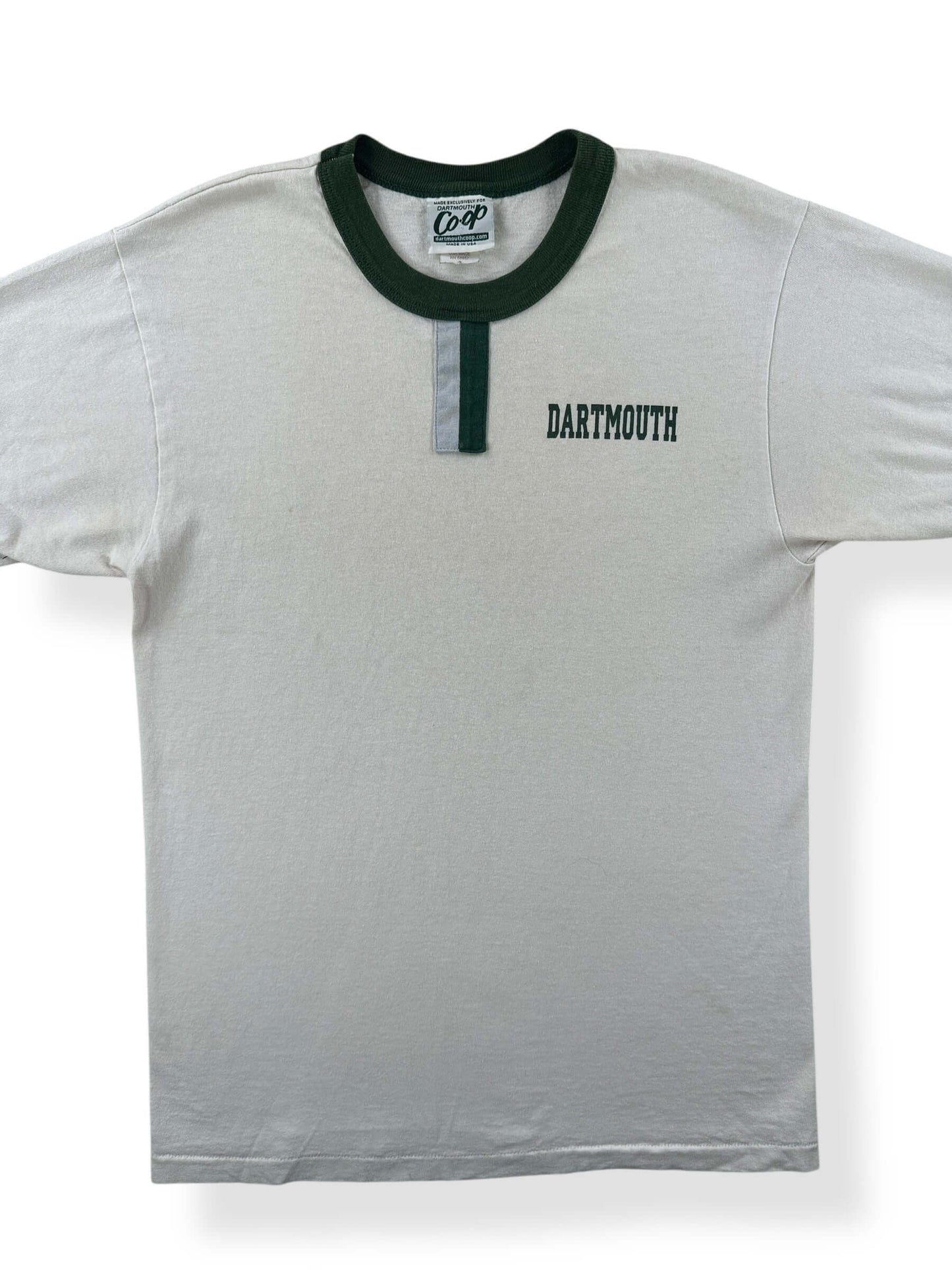 Front Close Up of Vintage Dartmouth Ringer Tee SZ S