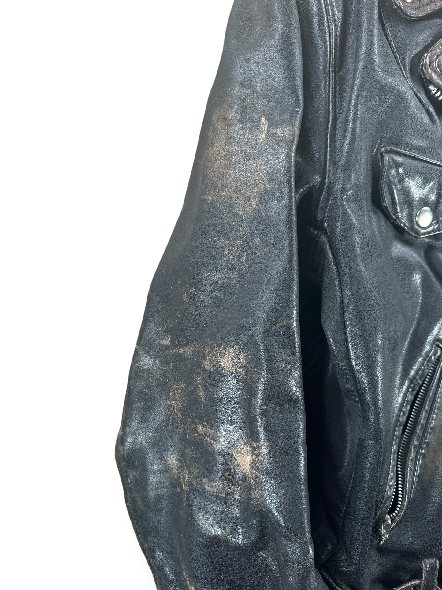 Wear on Vintage Bermans Leather Jacket SZ M