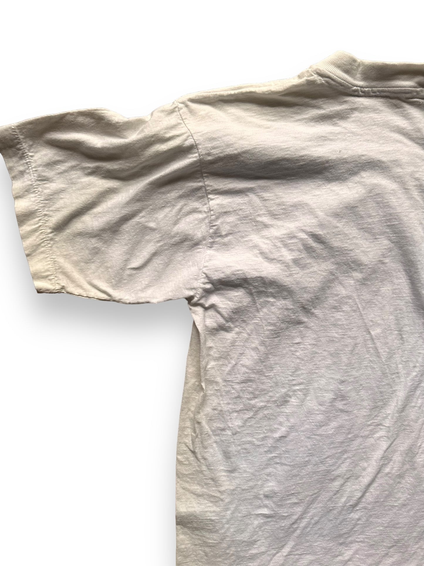 Left Rear Shoulder View of Vintage 1991 Malcolm X Single Stitch Tee SZ M | Vintage Malcolm X T-Shirts Seattle | Barn Owl Vintage Clothing Seattle