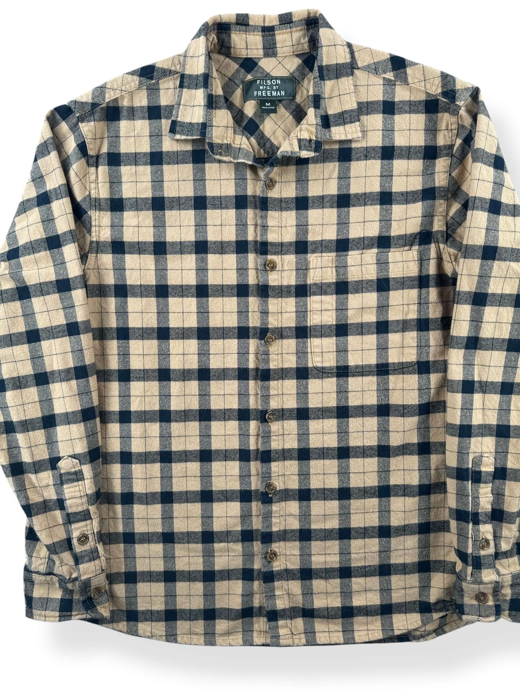 Front Close Up of Filson x Freeman Weathervane Flannel SZ M