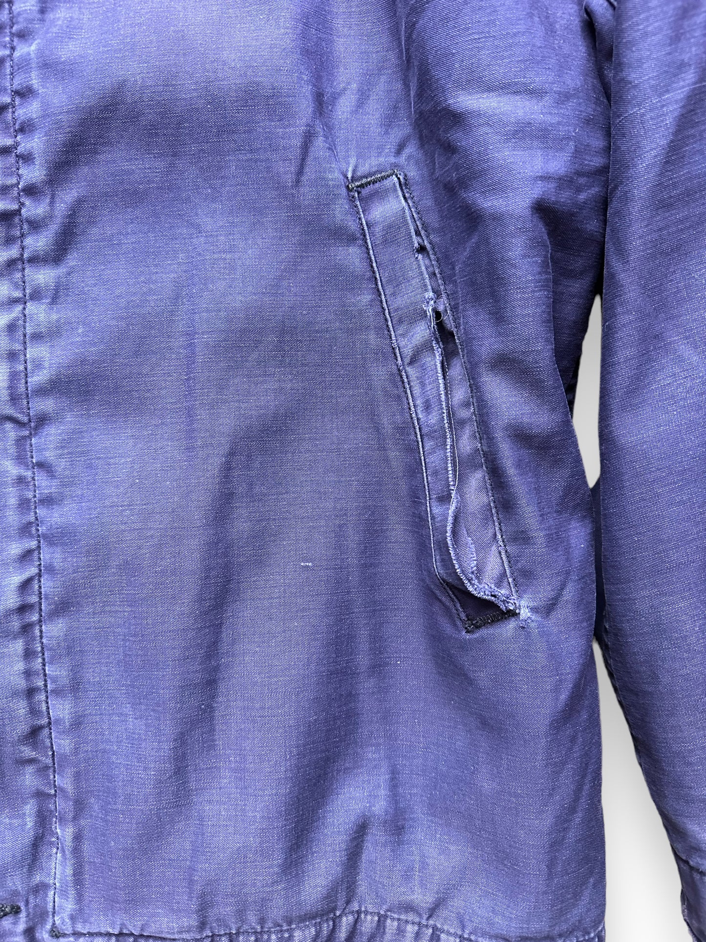 Fraying on Left Pocket on Vintage 1968 N-4 Utility Deck Jacket SZ 38 | Vietnam Deck Jacket Seattle | Barn Owl Vintage Seattle