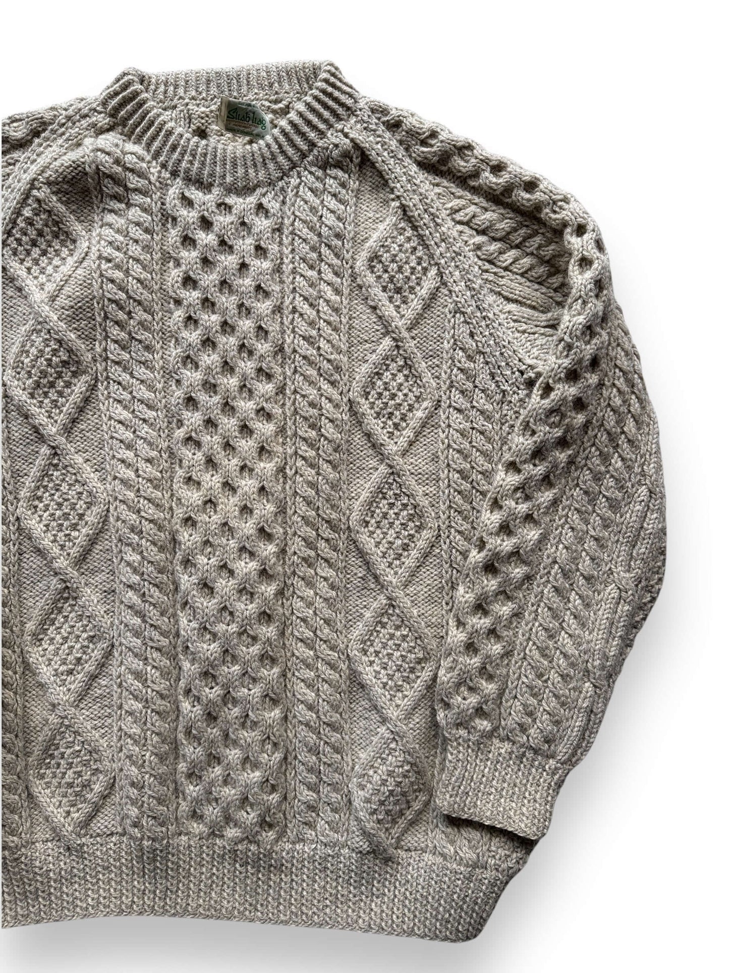 front left of Vintage Sliab Liag Oatmeal Irish Wool Sweater SZ XXL