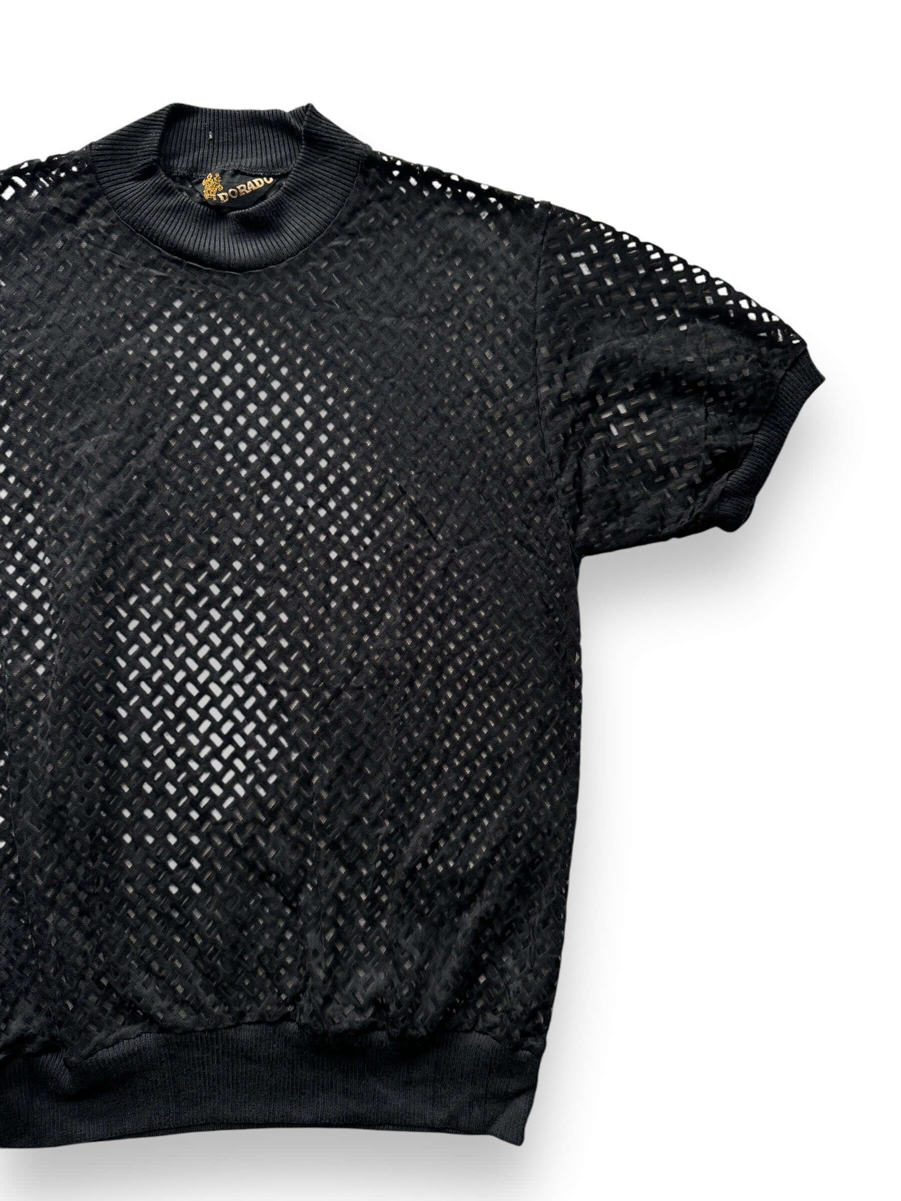 Front Left of Vintage Dorado Mesh Top SZ M