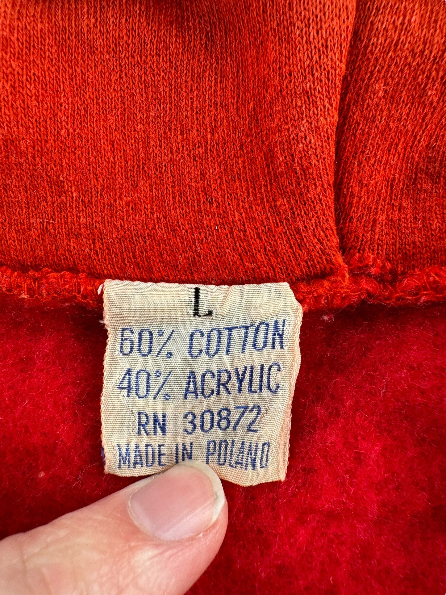 Tag on Vintage Red Cotton Blend Faded Hoodie SZ L