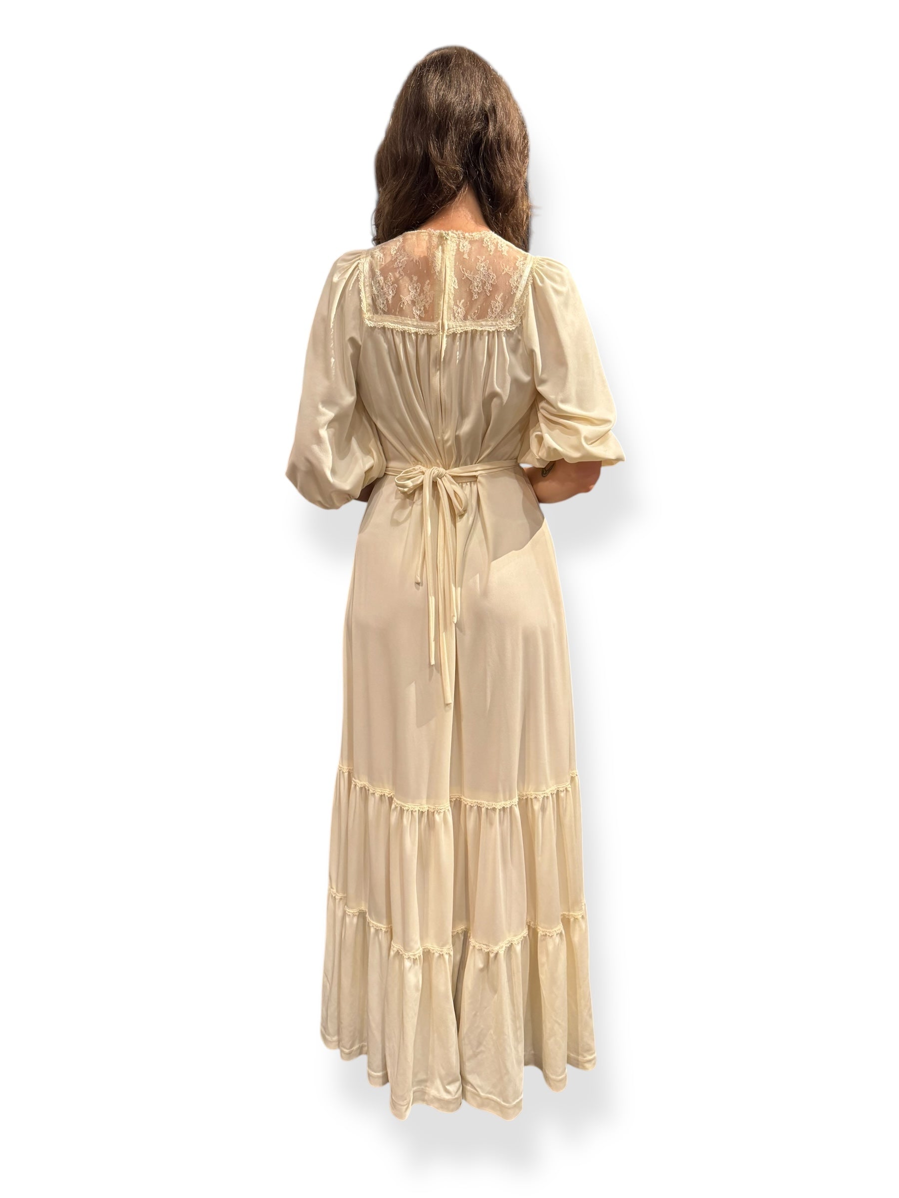 Back view of 1970s Gunne-like Dress S
