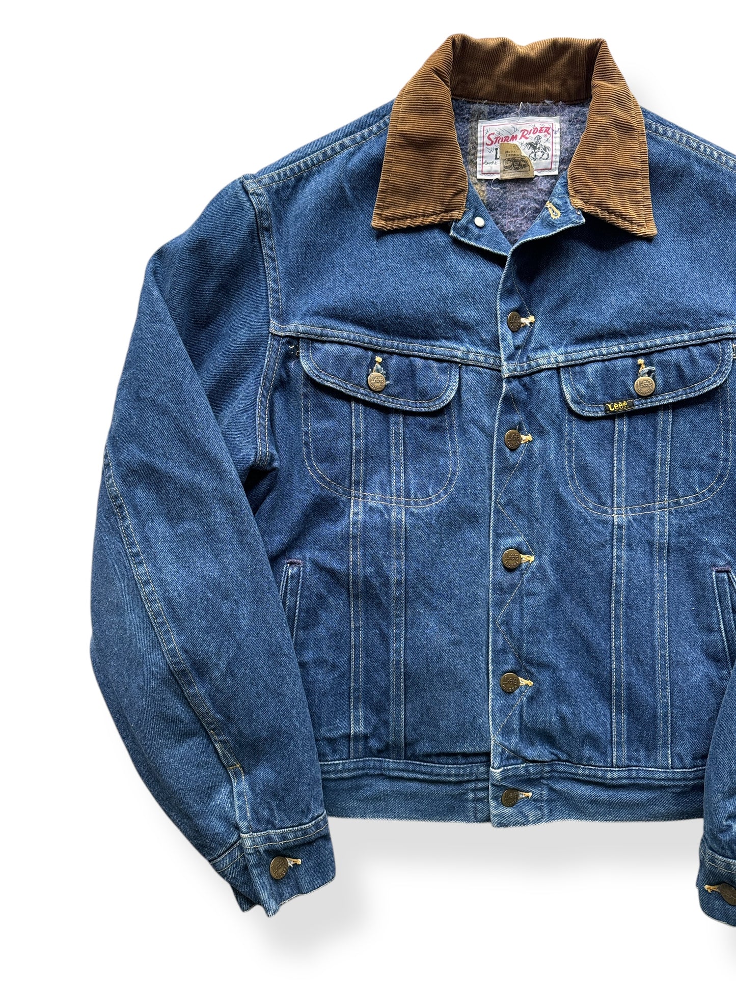 Front Right of Vintage 80s Era Union Made Lee Storm Rider SZ 42L