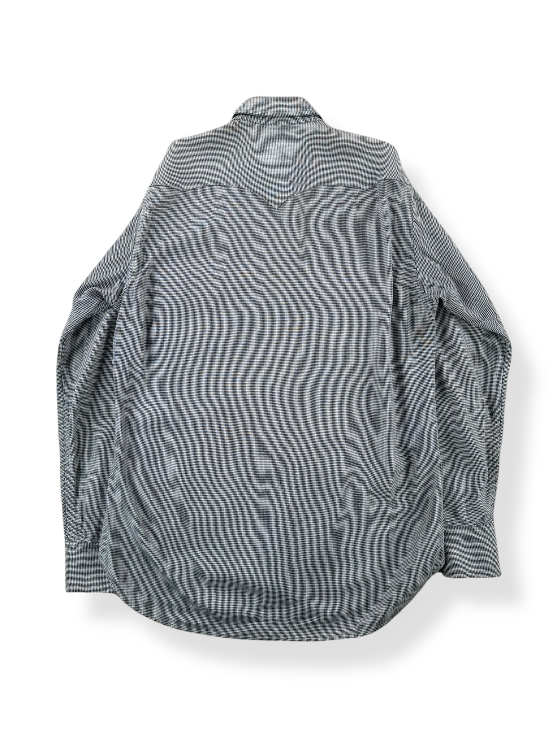 Back of Vintage Pincheck Tex Style Gabardine Pearl Snap Shirt SZ S AS IS
