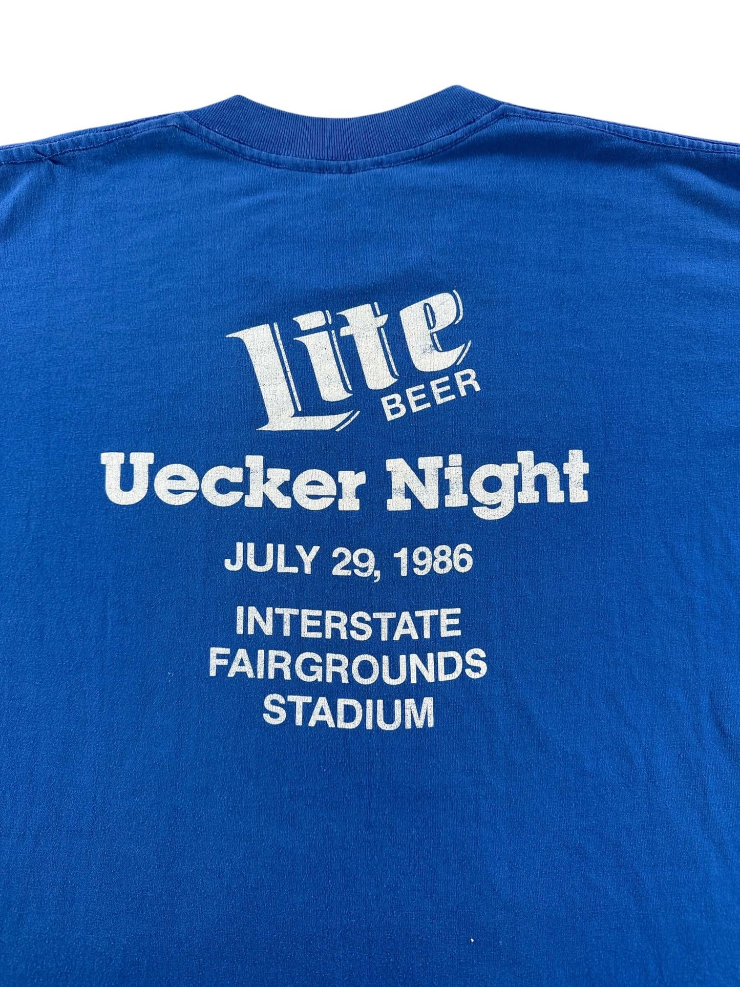 Back Graphic of Vintage Must Be In The Front Row Bob Uecker Night Tee SZ L (Fits M)