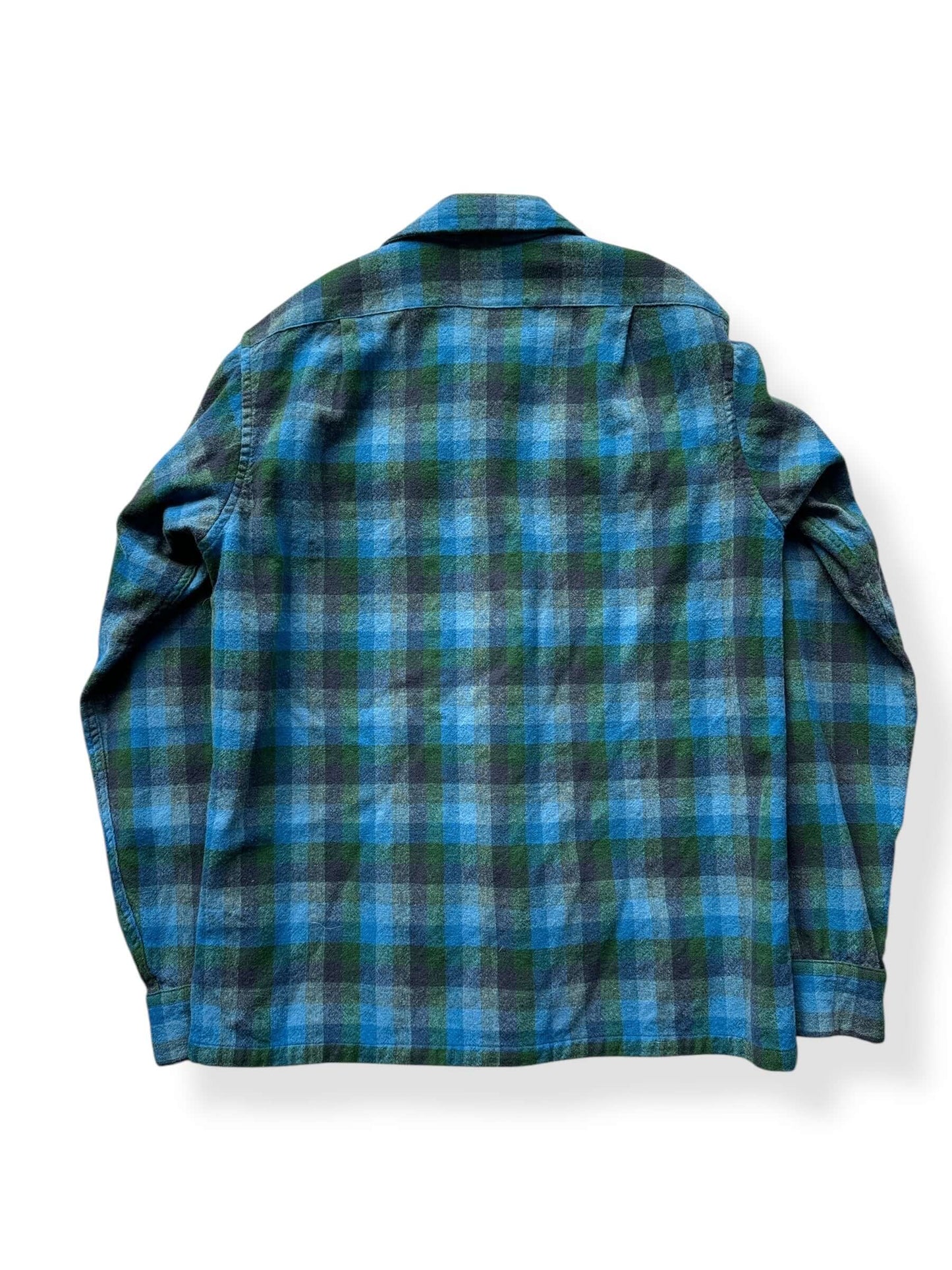 Back of Vintage Pendleton Blue and Green Board Shirt SZ M AS IS