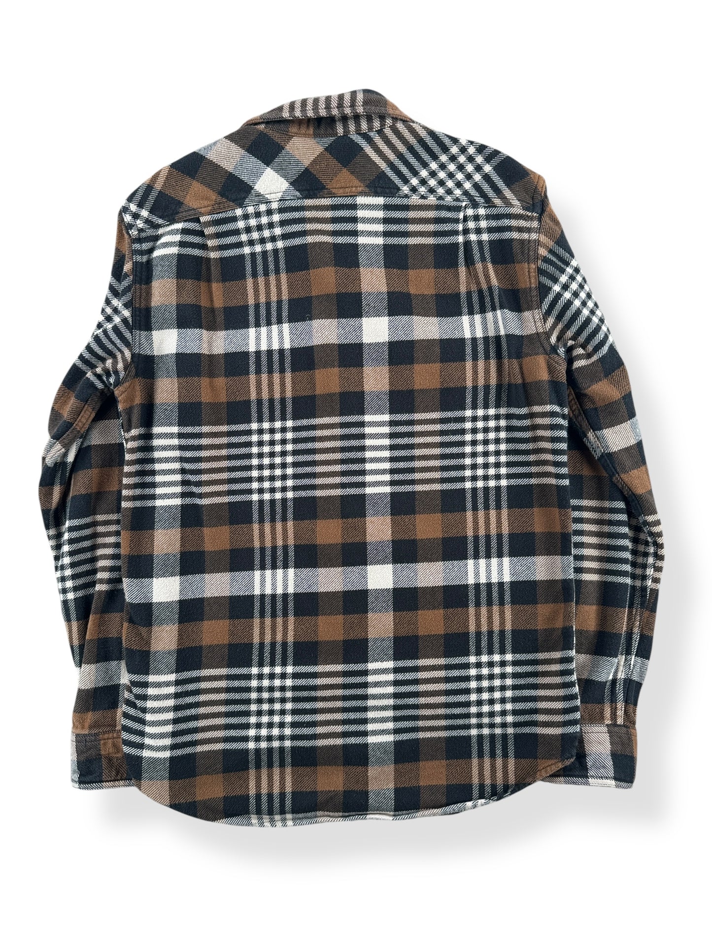 Back of Filson Black Brown Cream Cotton Flannel Work Shirt SZ XS