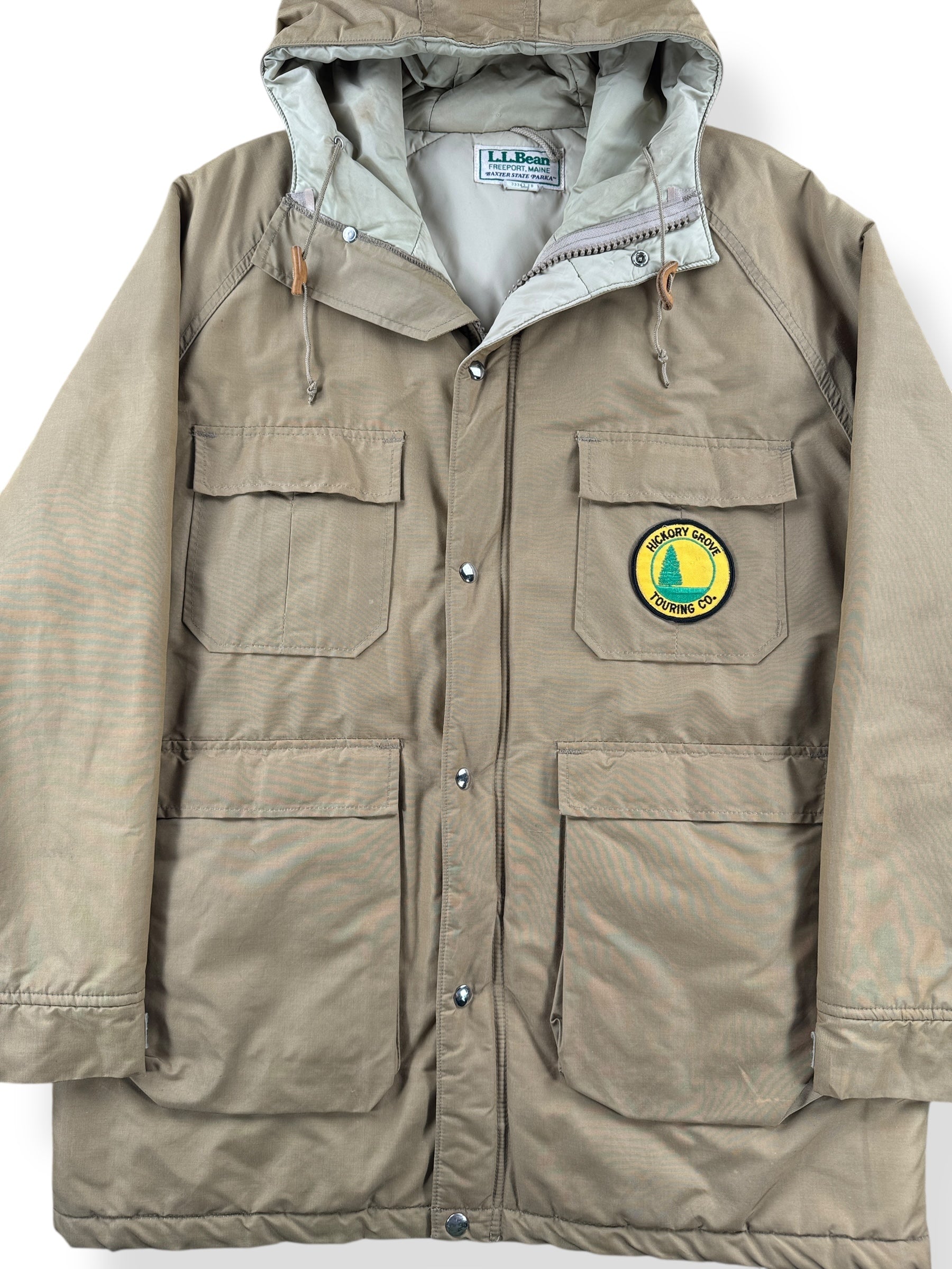 Front Close Up of Vintage LL Bean Baxter State Parka w/ Patch SZ L