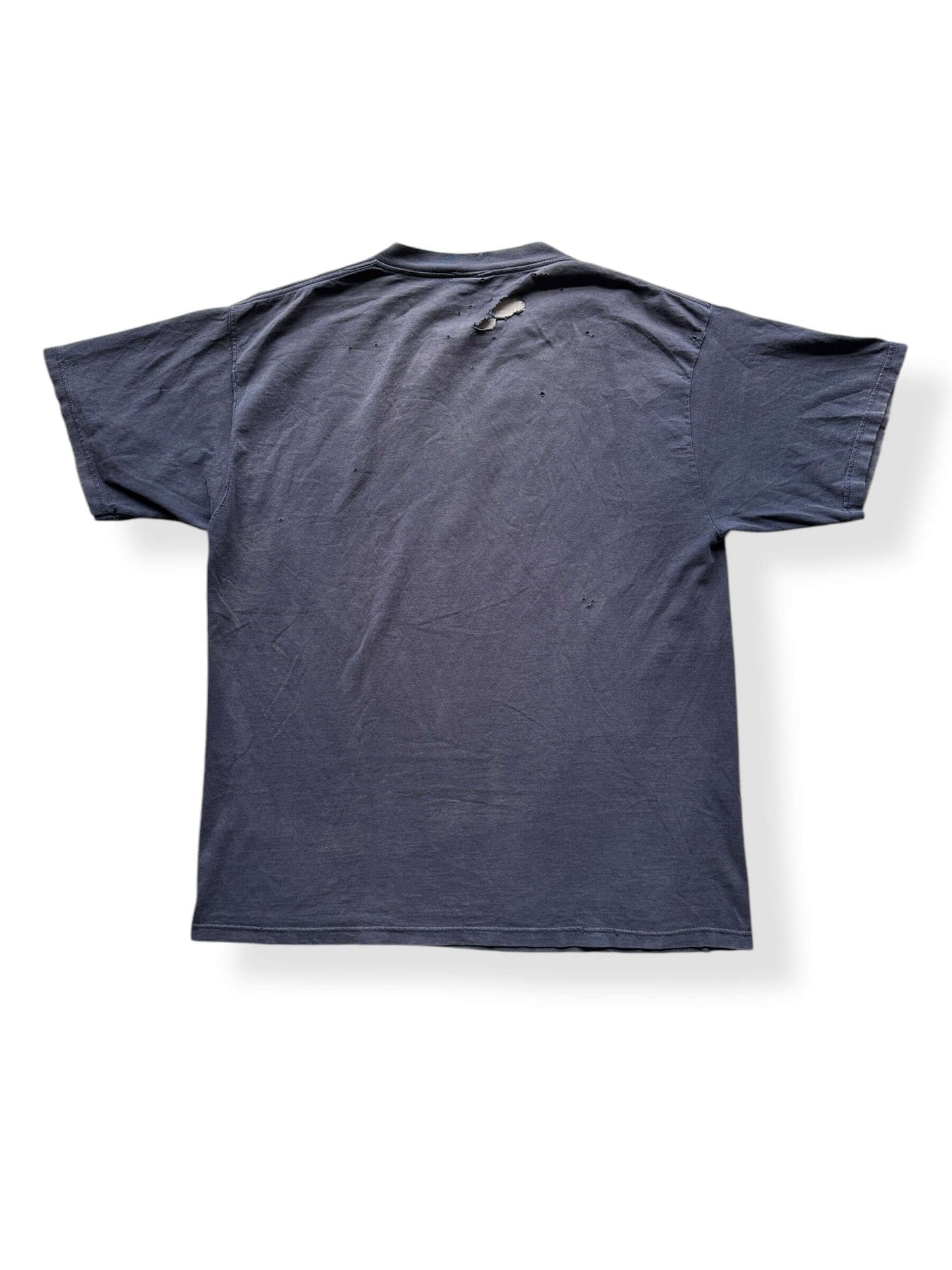 Back of Thrashed Black Blank Tee SZ XL