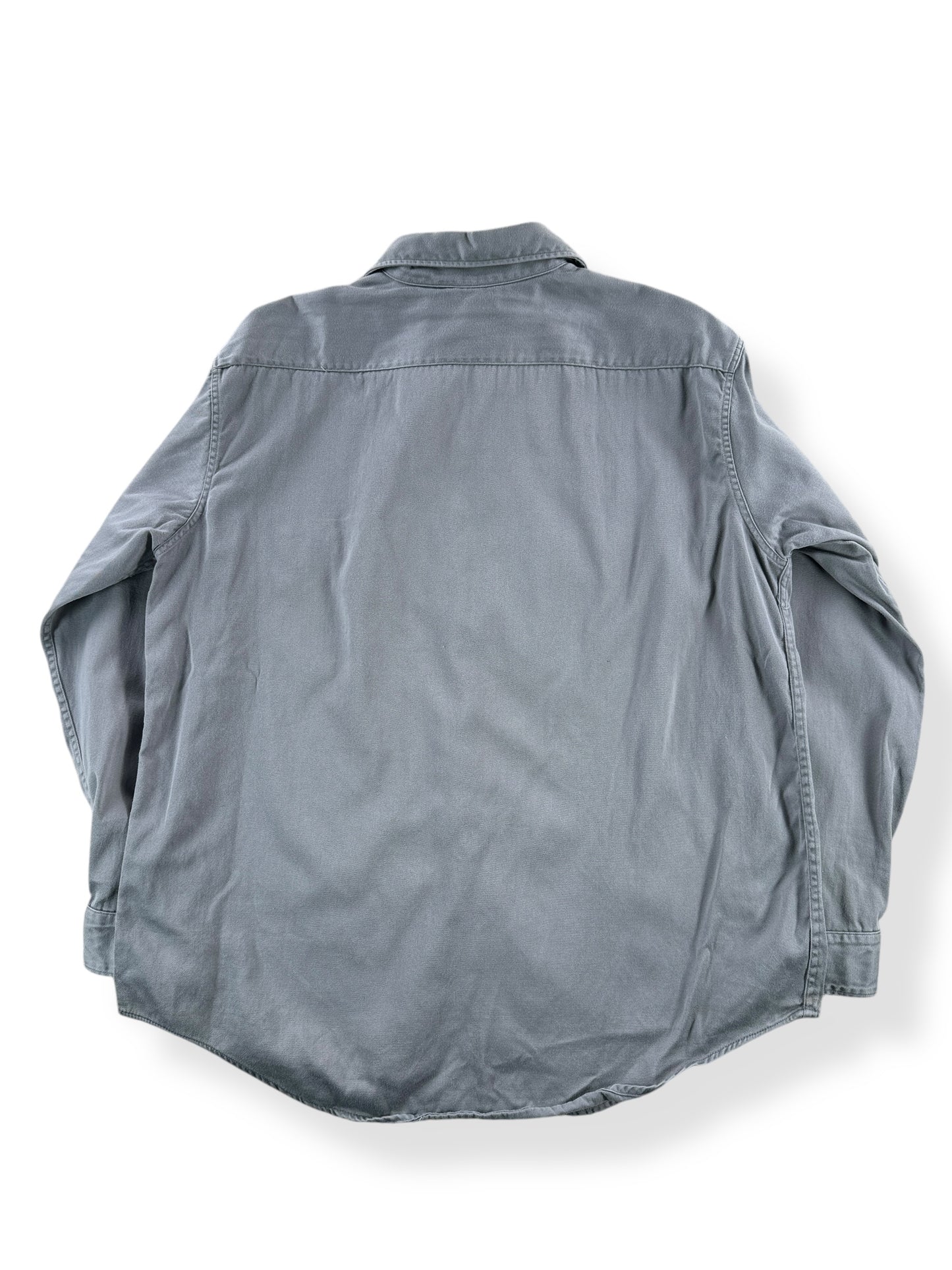 Back of Vintage Penney's Big Mac Grey Klondike Jr Combed Cotton Shirt SZ XL