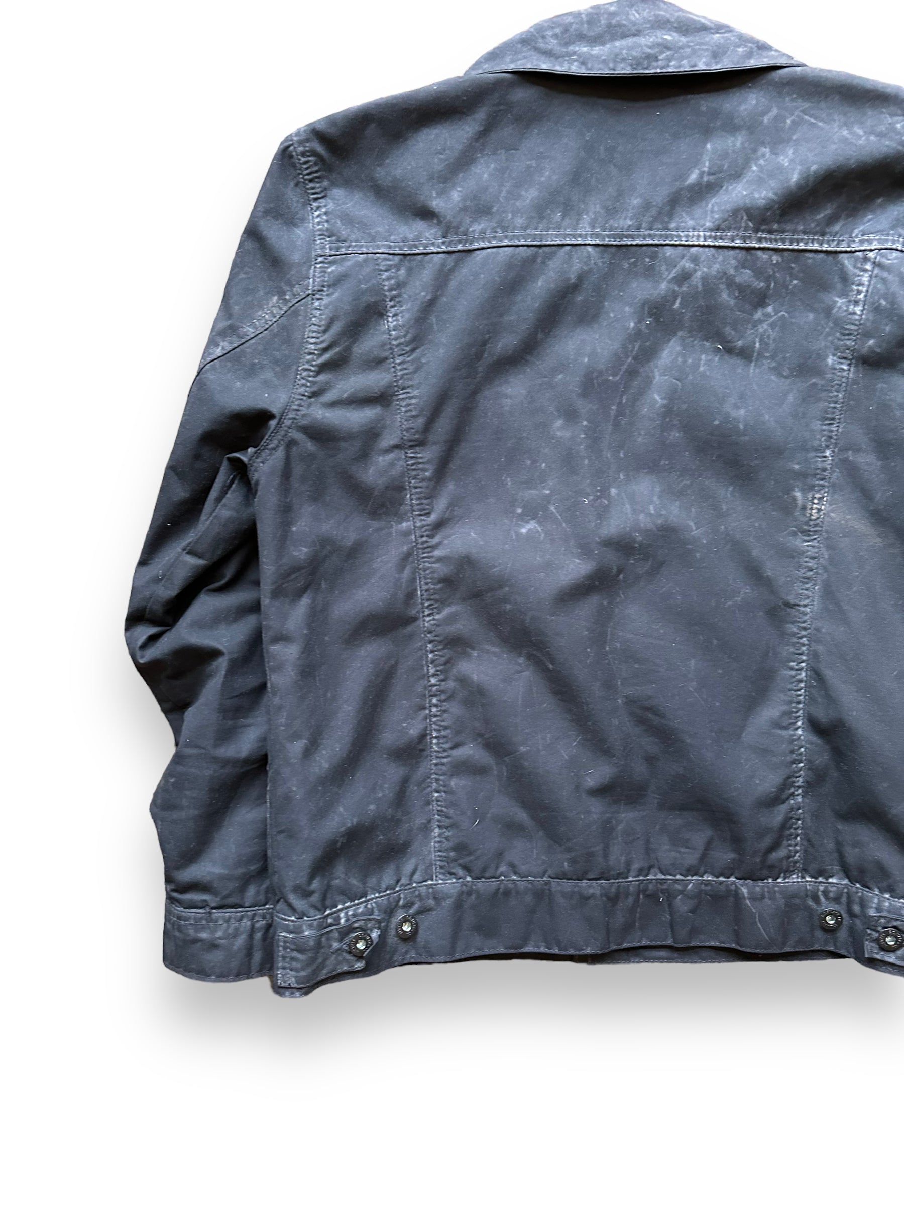 Left Rear View of Filson Black Short Lined Tin Cloth Cruiser SZ M |  Barn Owl Vintage Goods | Vintage Filson Workwear Seattle