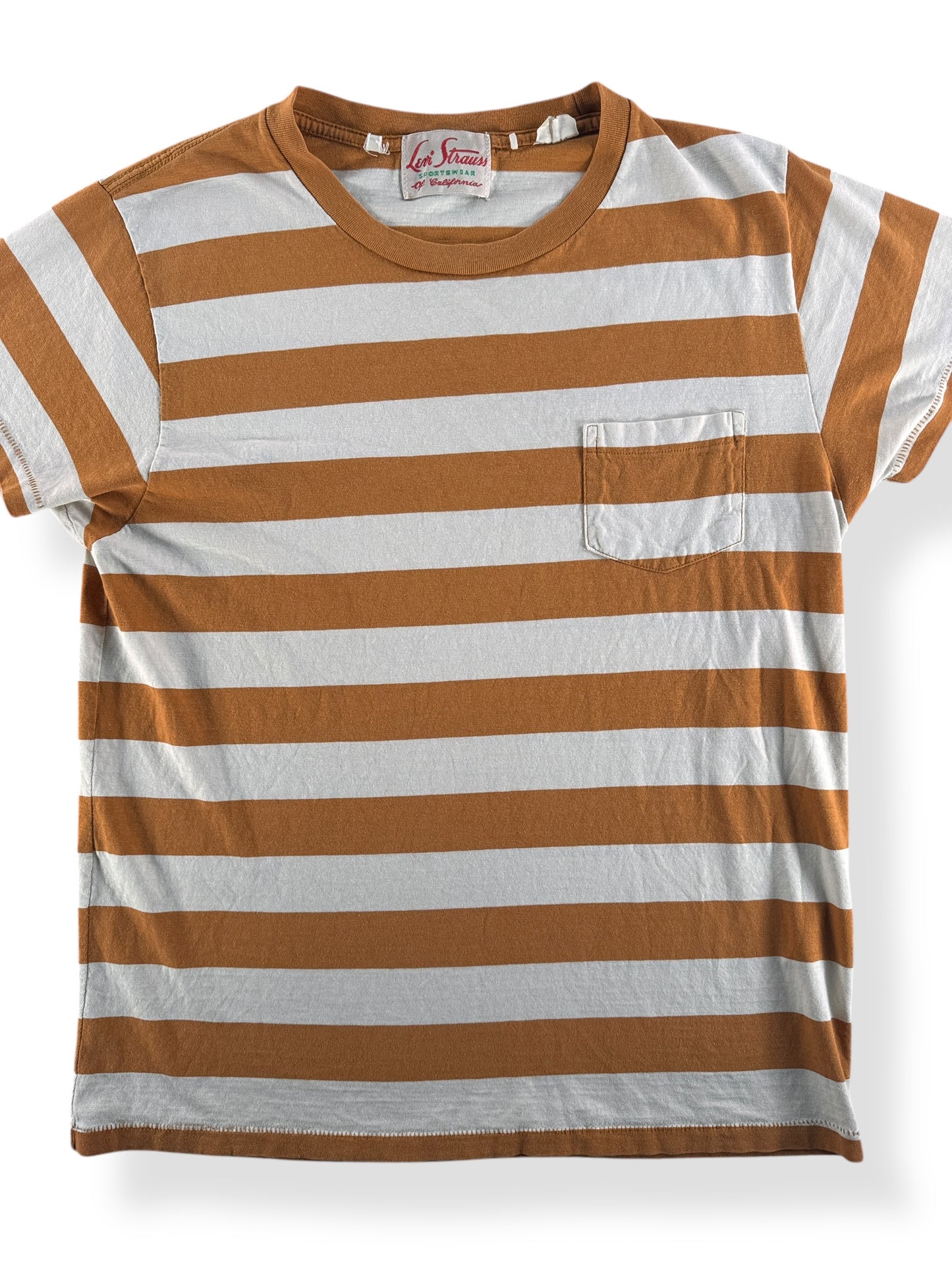 Front Close Up of Modern Levi's Vintage Collection Striped Tee SZ M