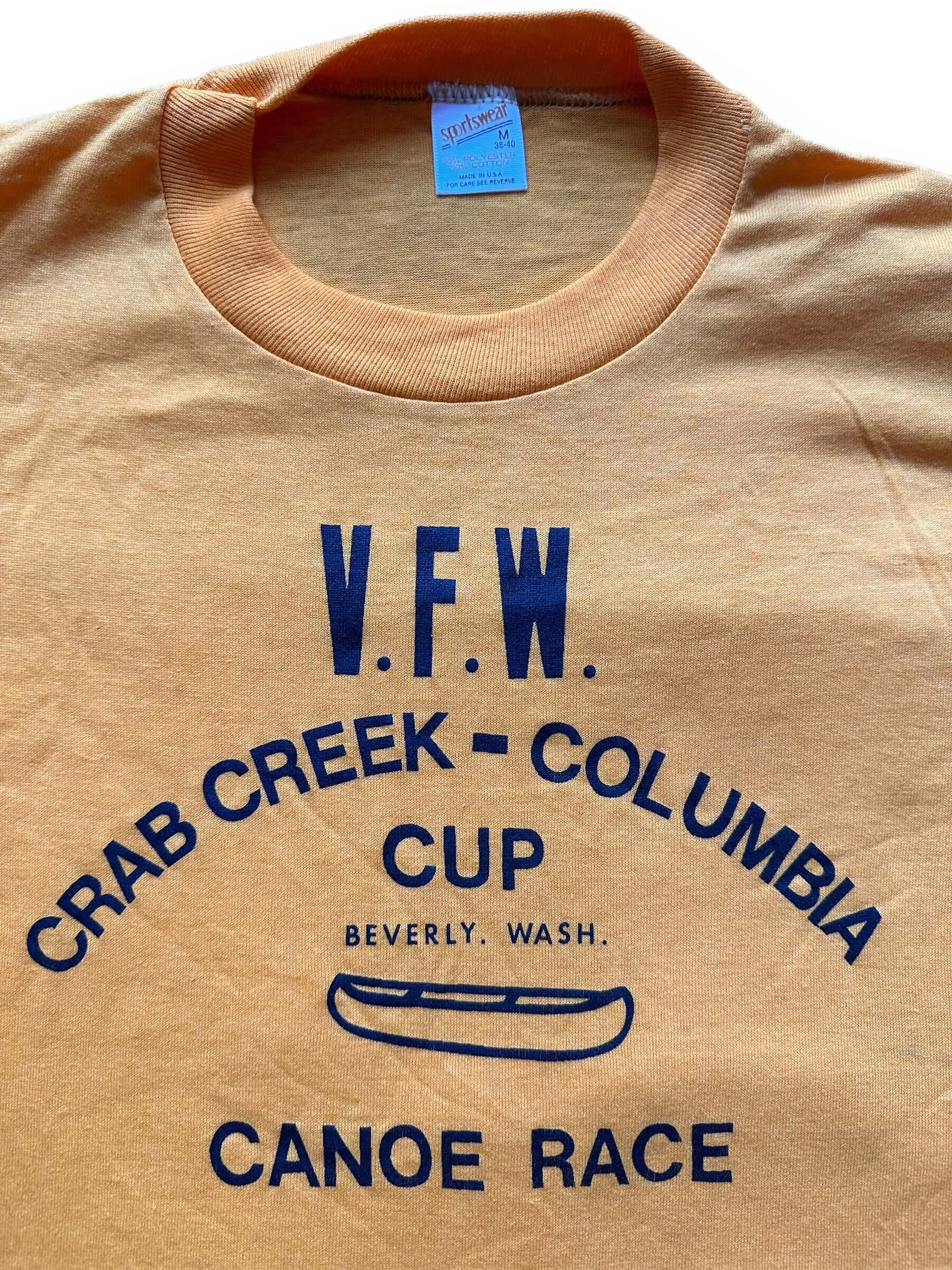 front close up of Vintage Crab Creek Columbia Canoe Cup Tee SZ M