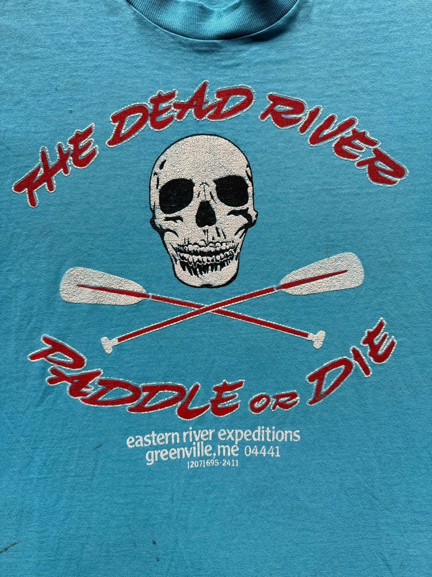 Front Graphic of Vintage Paddle or Die Tee SZ L