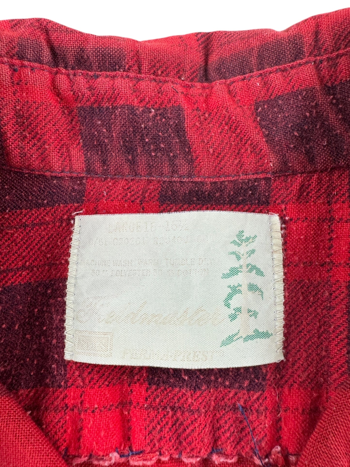 Label on Vintage Sears Fieldmaster Cotton Flannel SZ XL AS IS