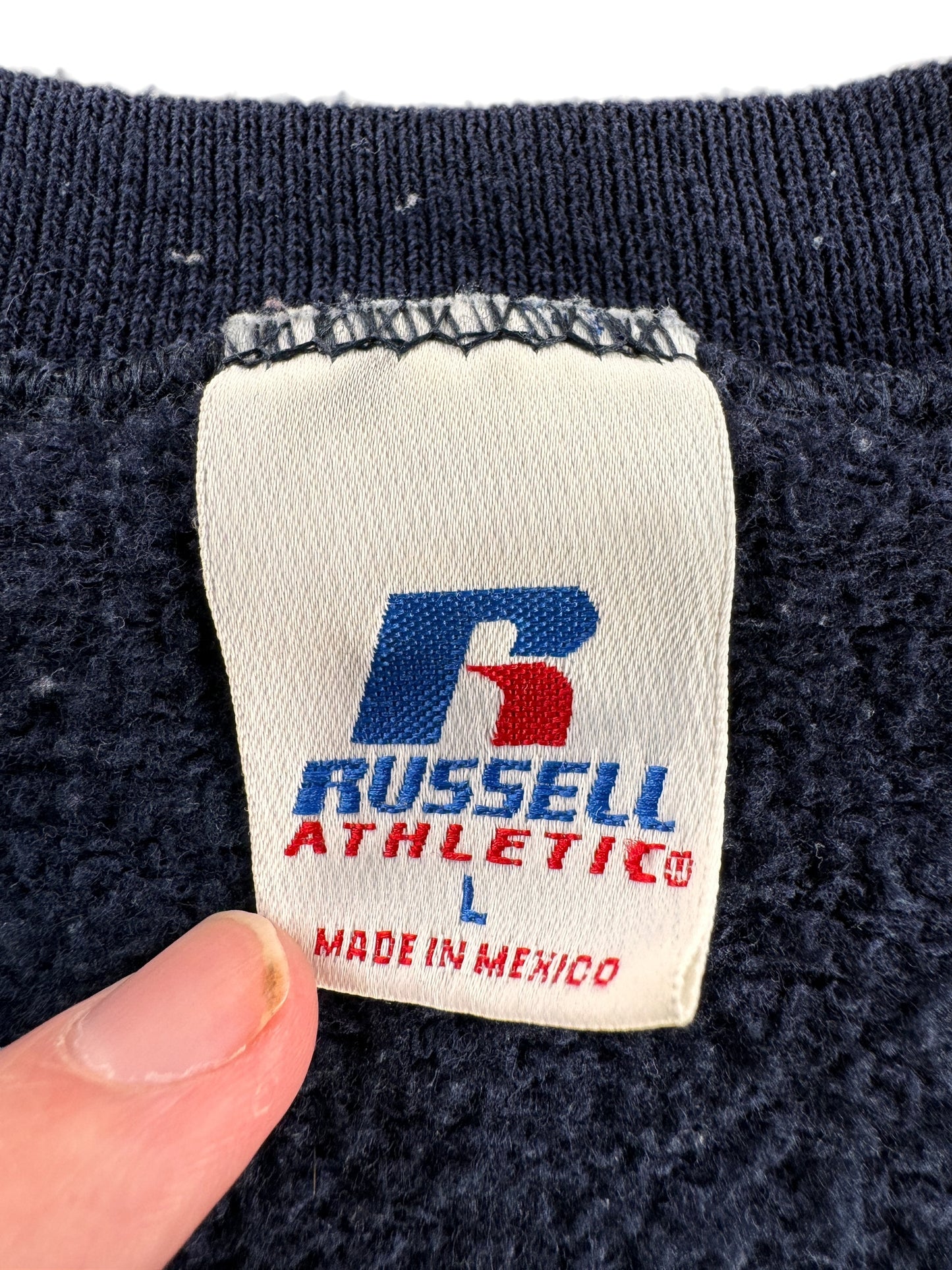 Tag on Vintage Blue Russell Single V Crewneck SZ XL