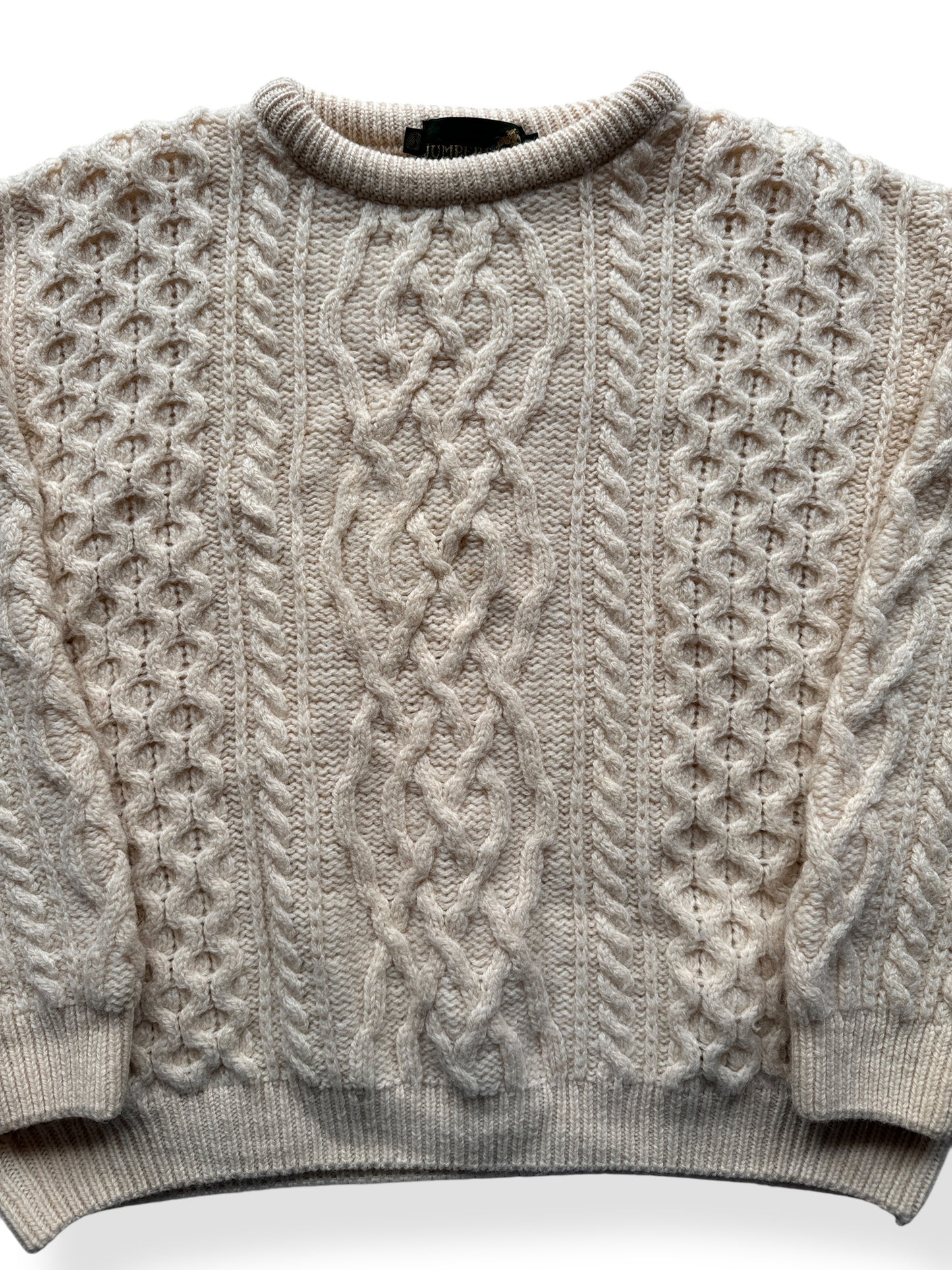 Front Close Up of Jumpers Wool Irish Fisherman Sweater SZ XL