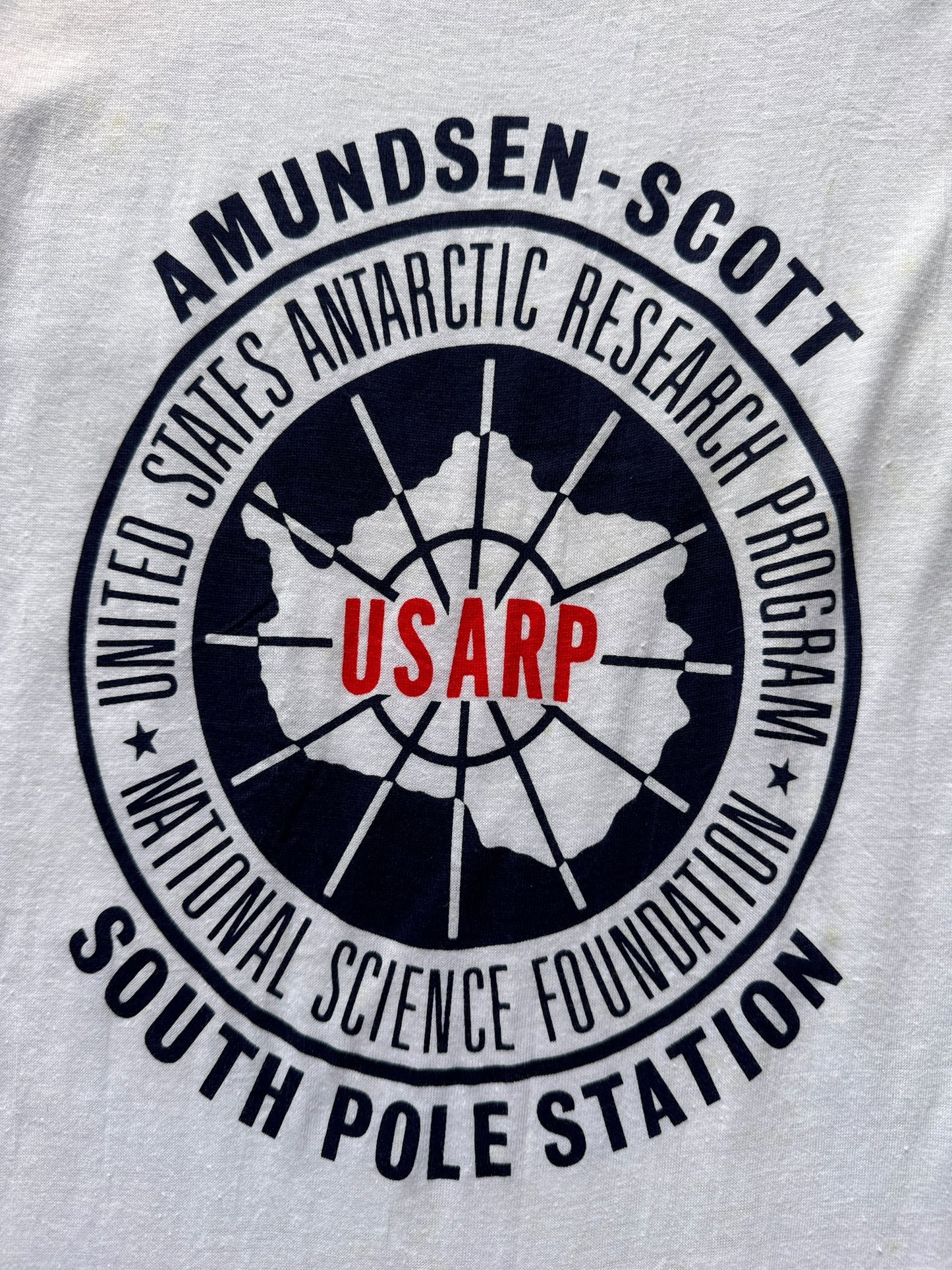 Front Graphic of NOS Amundsen-Scott Antarctic Research Ringer Tee SZ S
