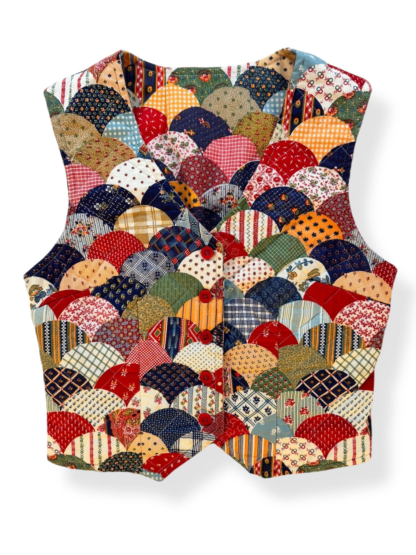 Front view of Vintage Handmade Patchwork Vest M