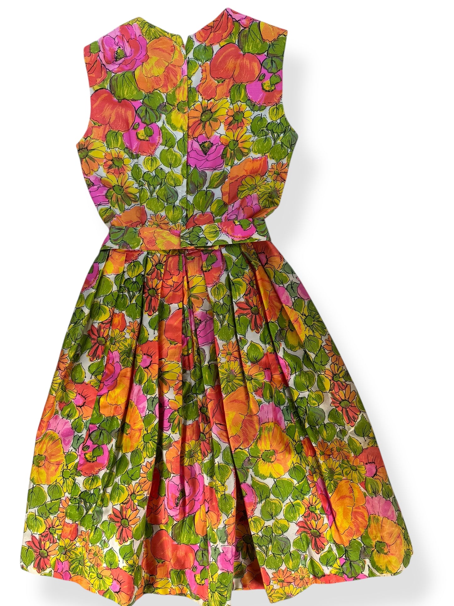 Back 1960s Juenesse Floral Cocktail Dress S