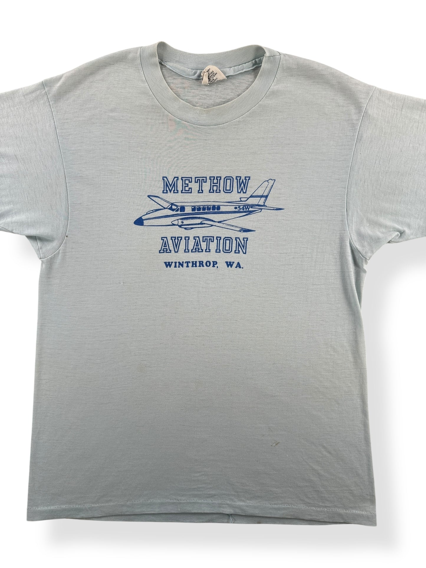Front Close Up of Vintage Methow Aviation Tee SZ M