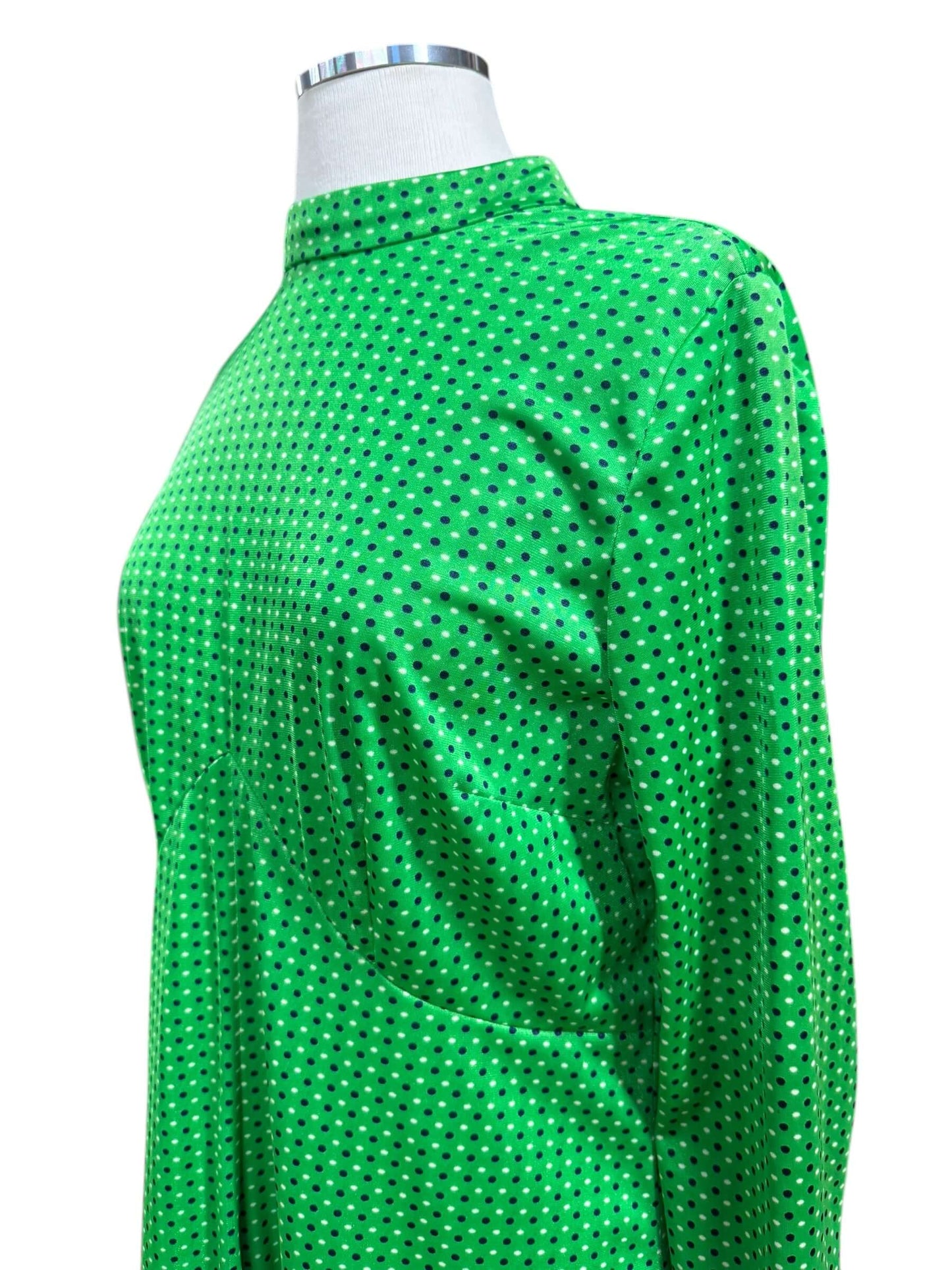 1960s Green Polka Dot Dress L