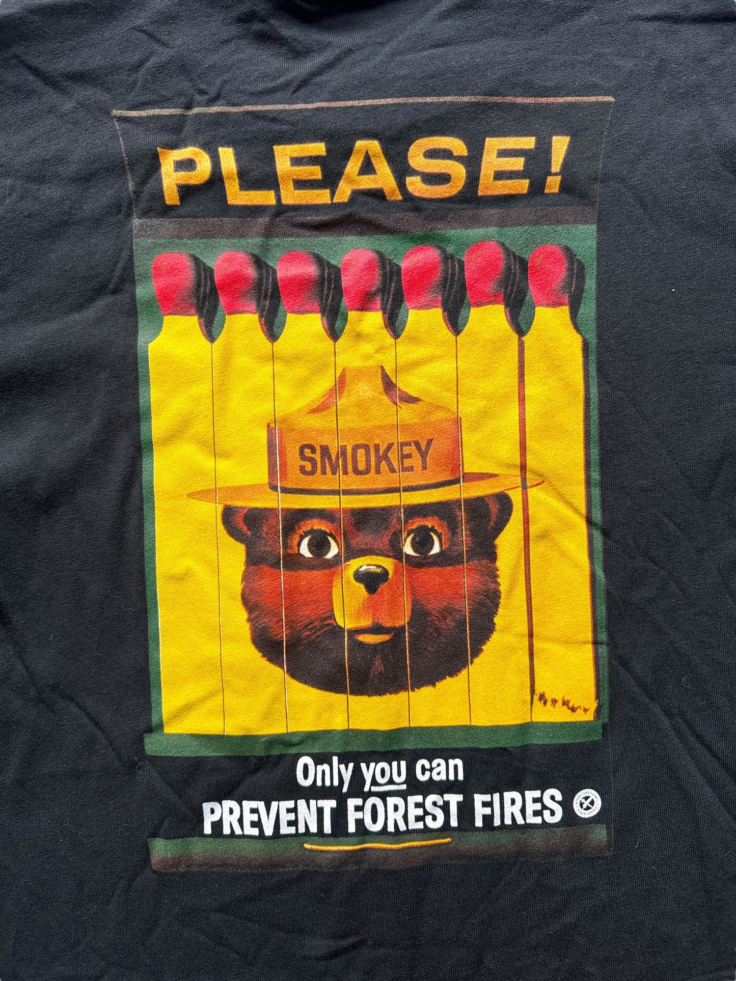 back graphic of NWT Filson Smokey the Bear 75th Anniversary Tee SZ M