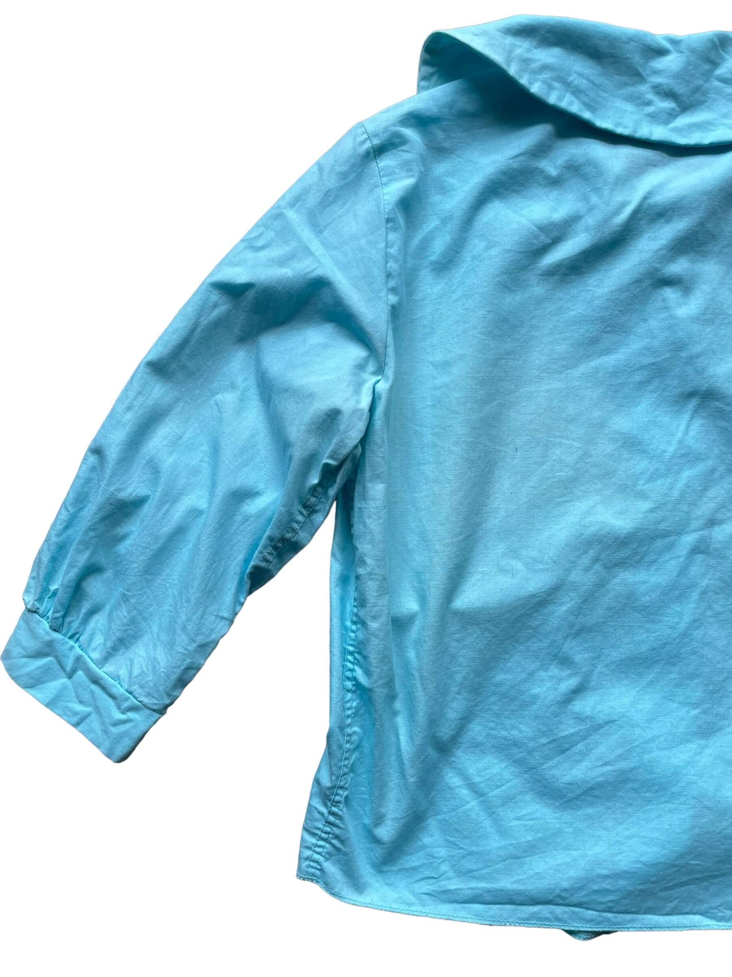 1960s Aqua Blue Peter Pan Collar Button Up M-L