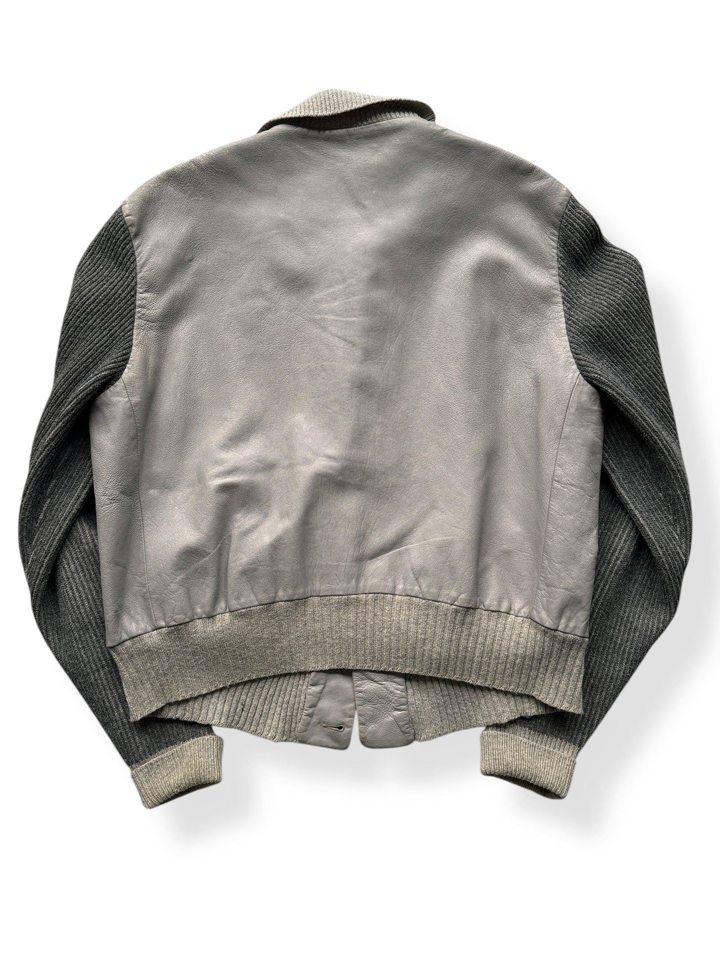 Back of Vintage California Don's Leather Knitted Jacket SZ XL