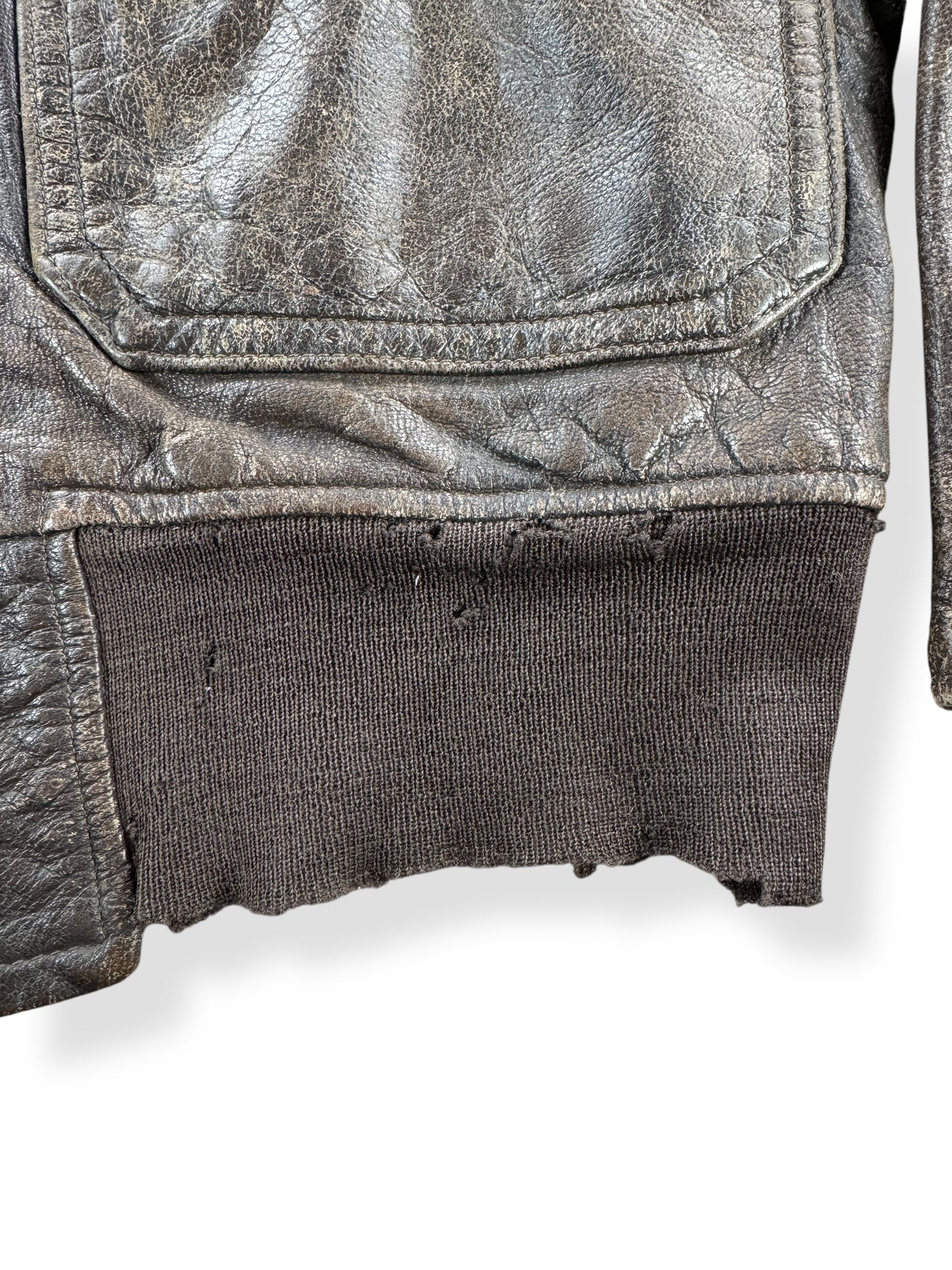 Damaged Waist Band on Vintage USN G-1 Bomber Jacket SZ 40 AS IS