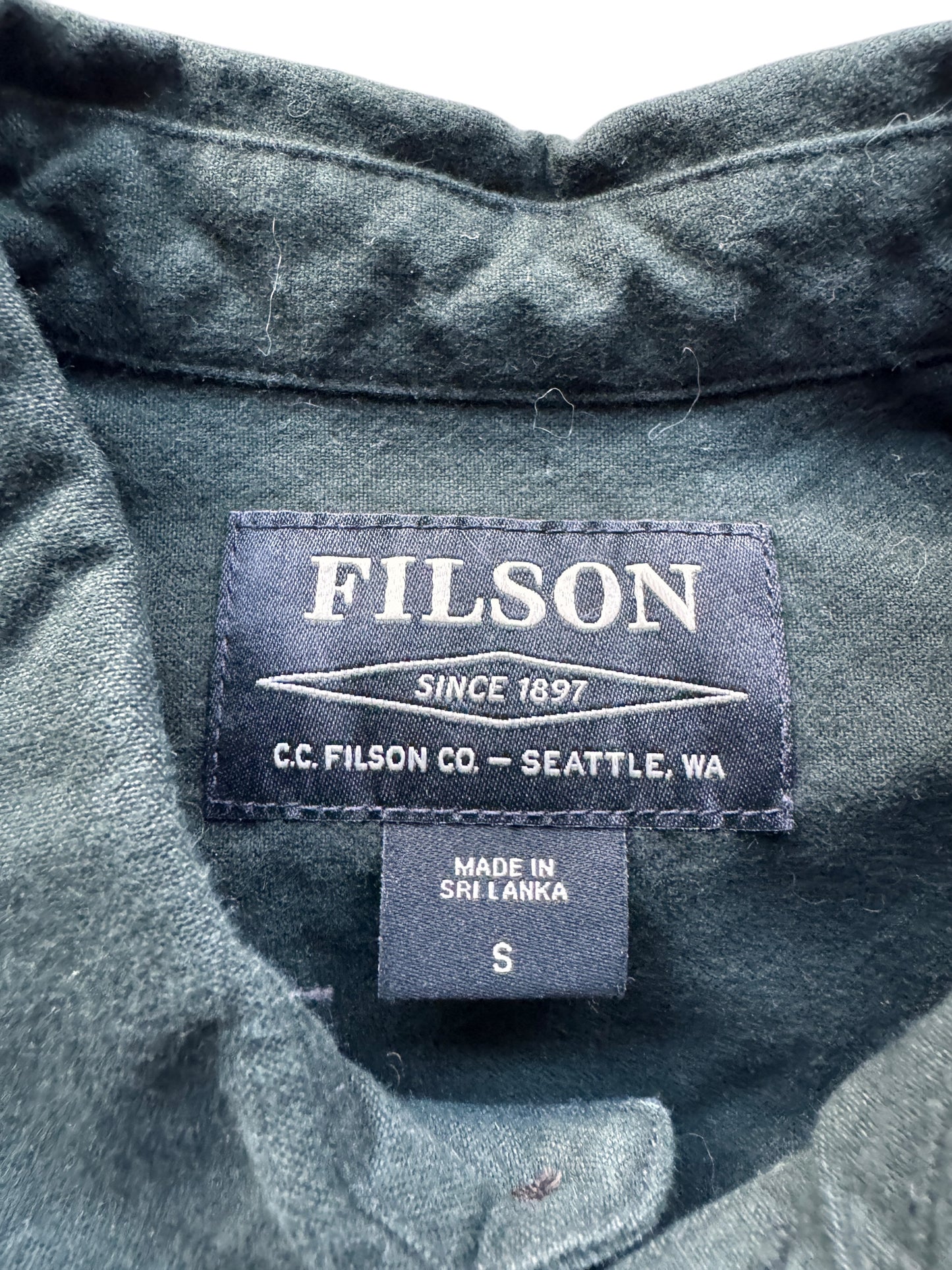 Tag on Filson Chamois Cloth Fir Shirt SZ S