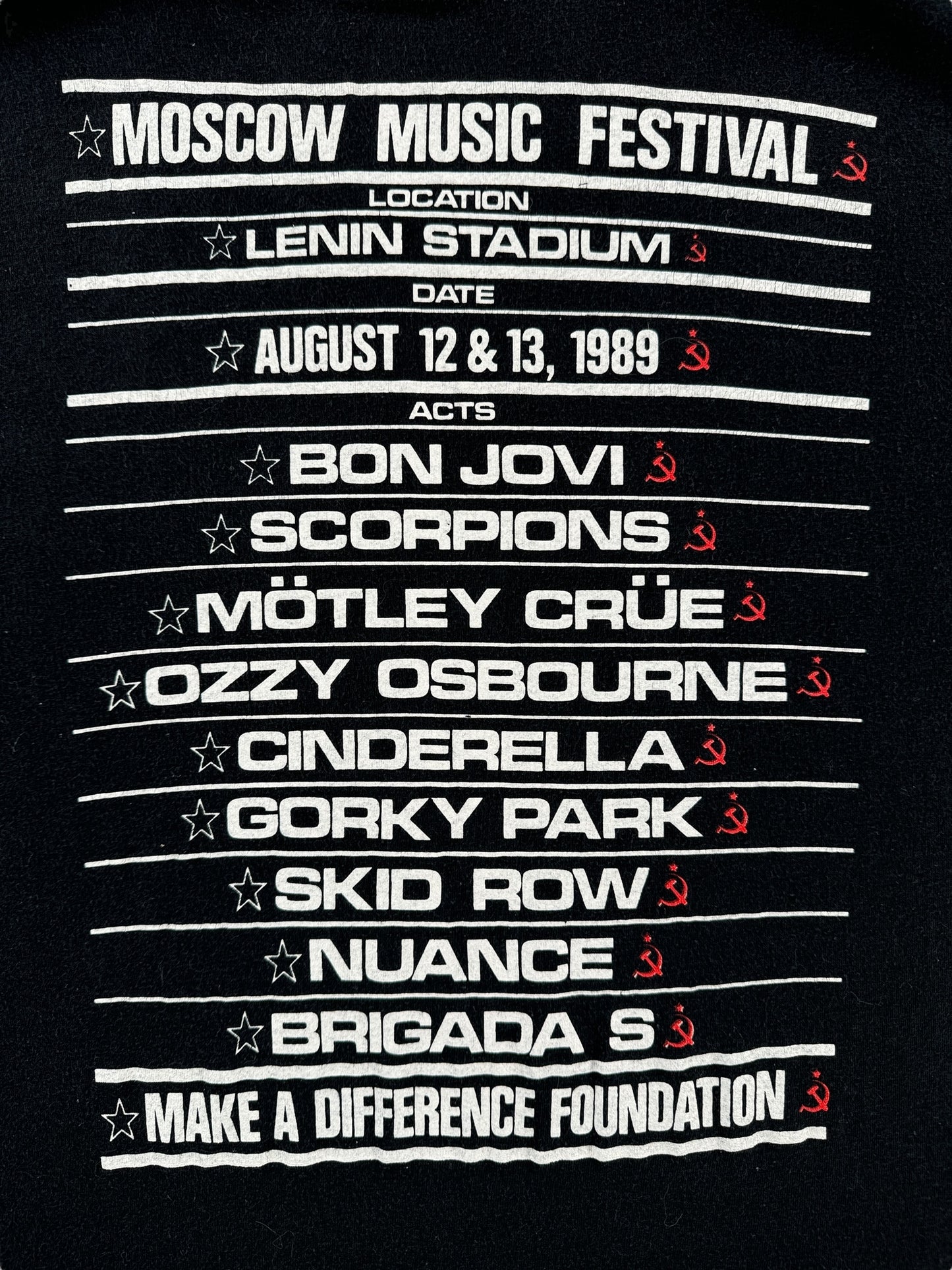 Back Graphic of Vintage 1989 Moscow Music Fest Tee SZ XL