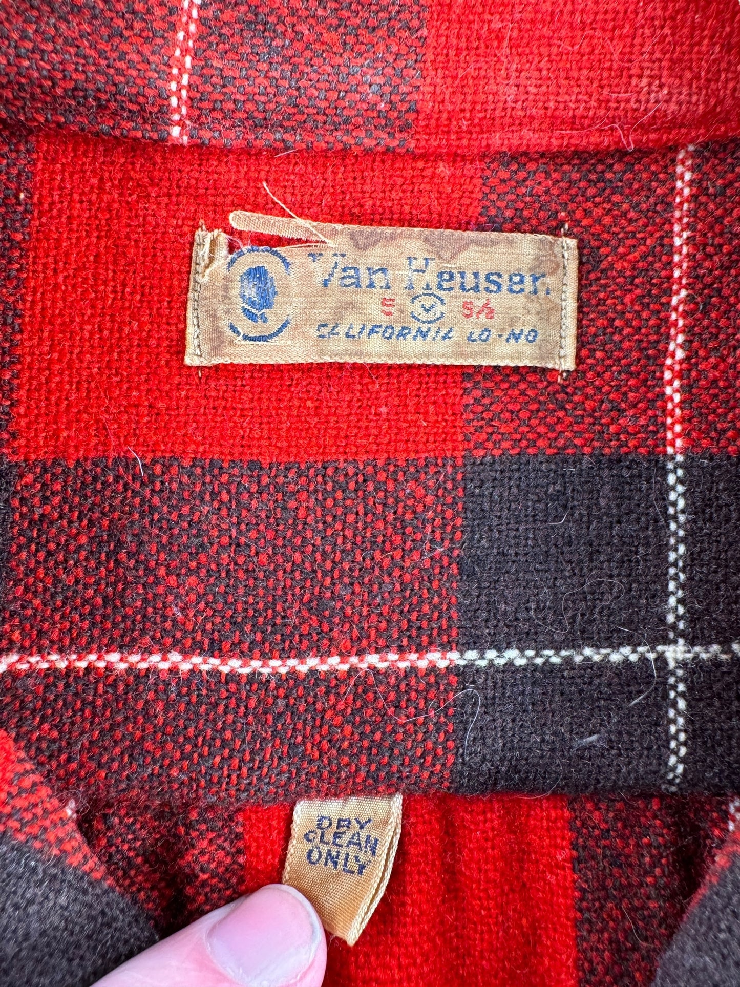 Tag on Vintage 30s/40s Era Van Heusen Wool Flannel AS IS SZ L