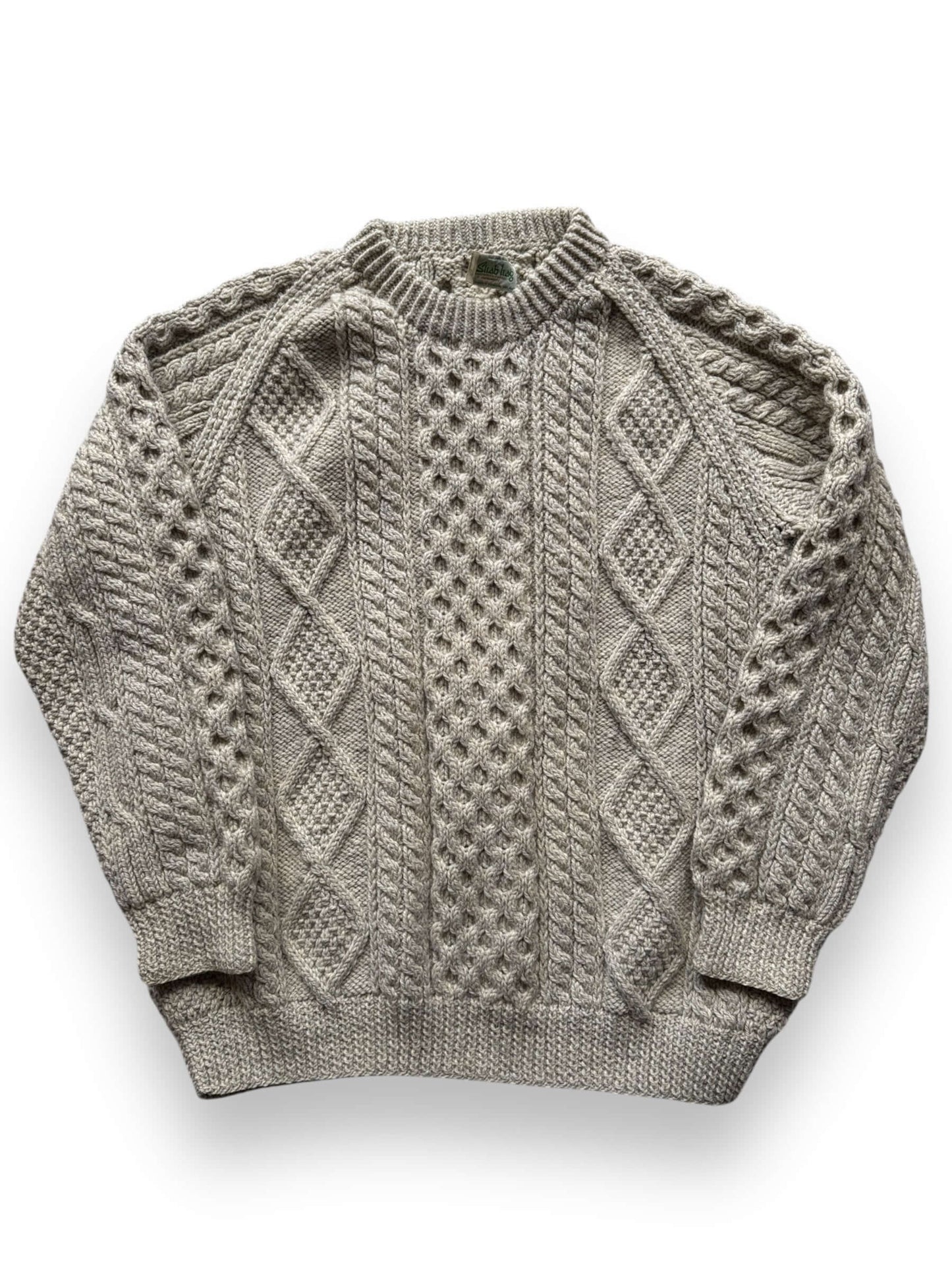 front of Vintage Sliab Liag Oatmeal Irish Wool Sweater SZ XXL